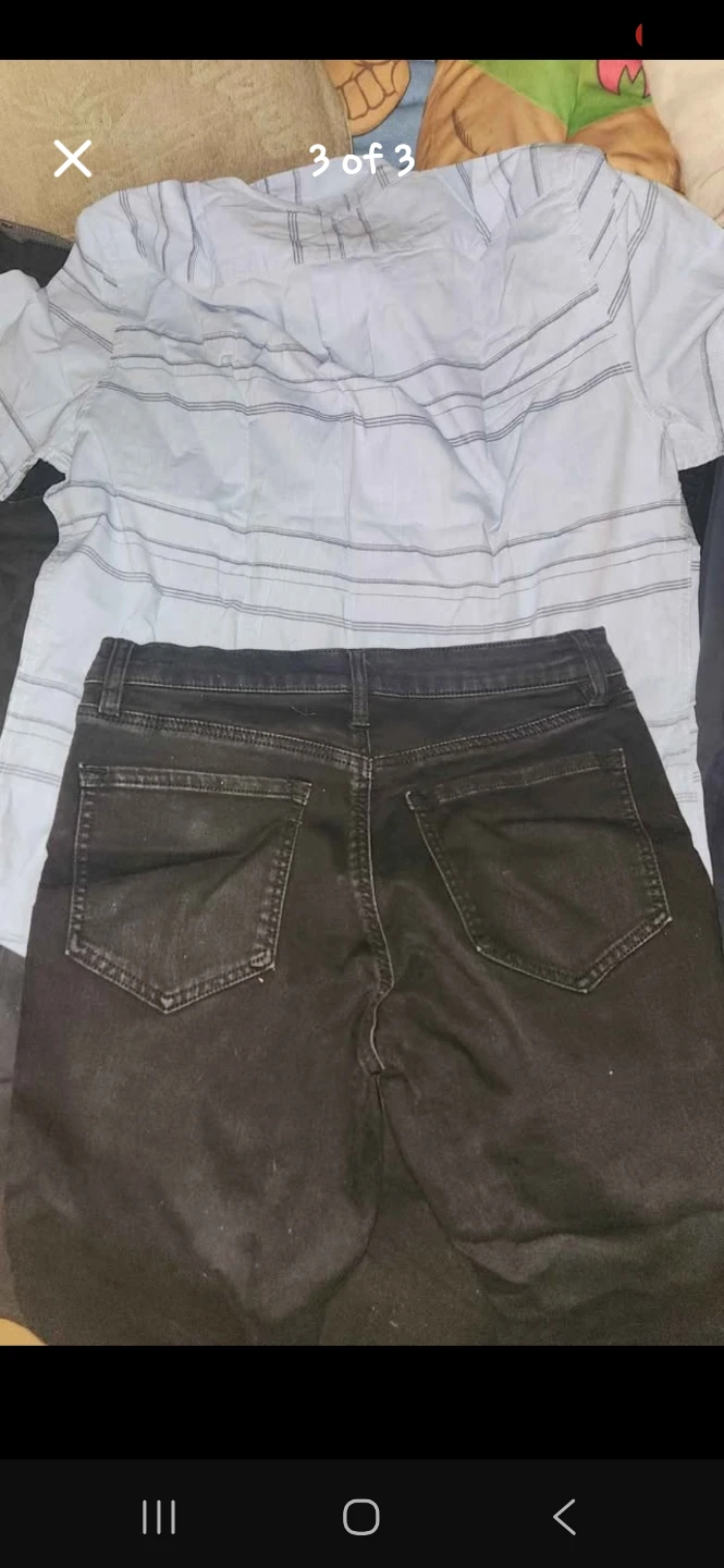 U.S. Polo Striped Button Down Shirt & Black Pants Outfit Set - photo 2