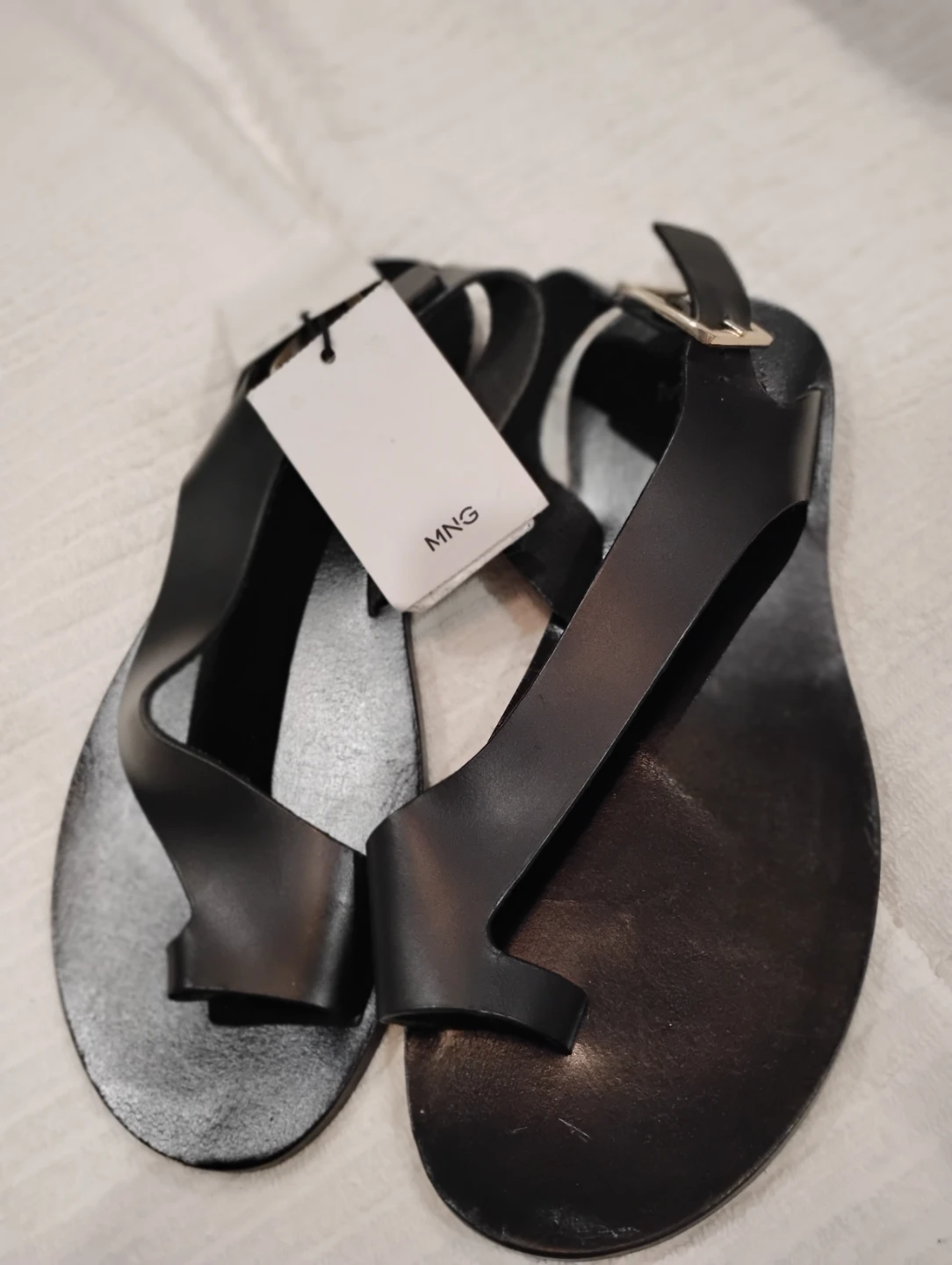 MNG Black Flat Sandals