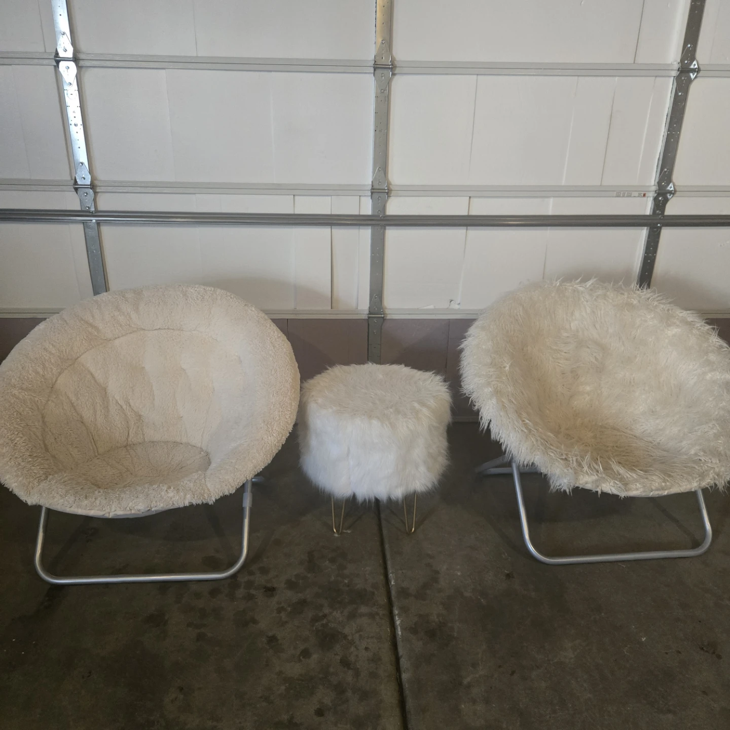 Fuzzy Accent Chairs and Ottoman Set - photo 2