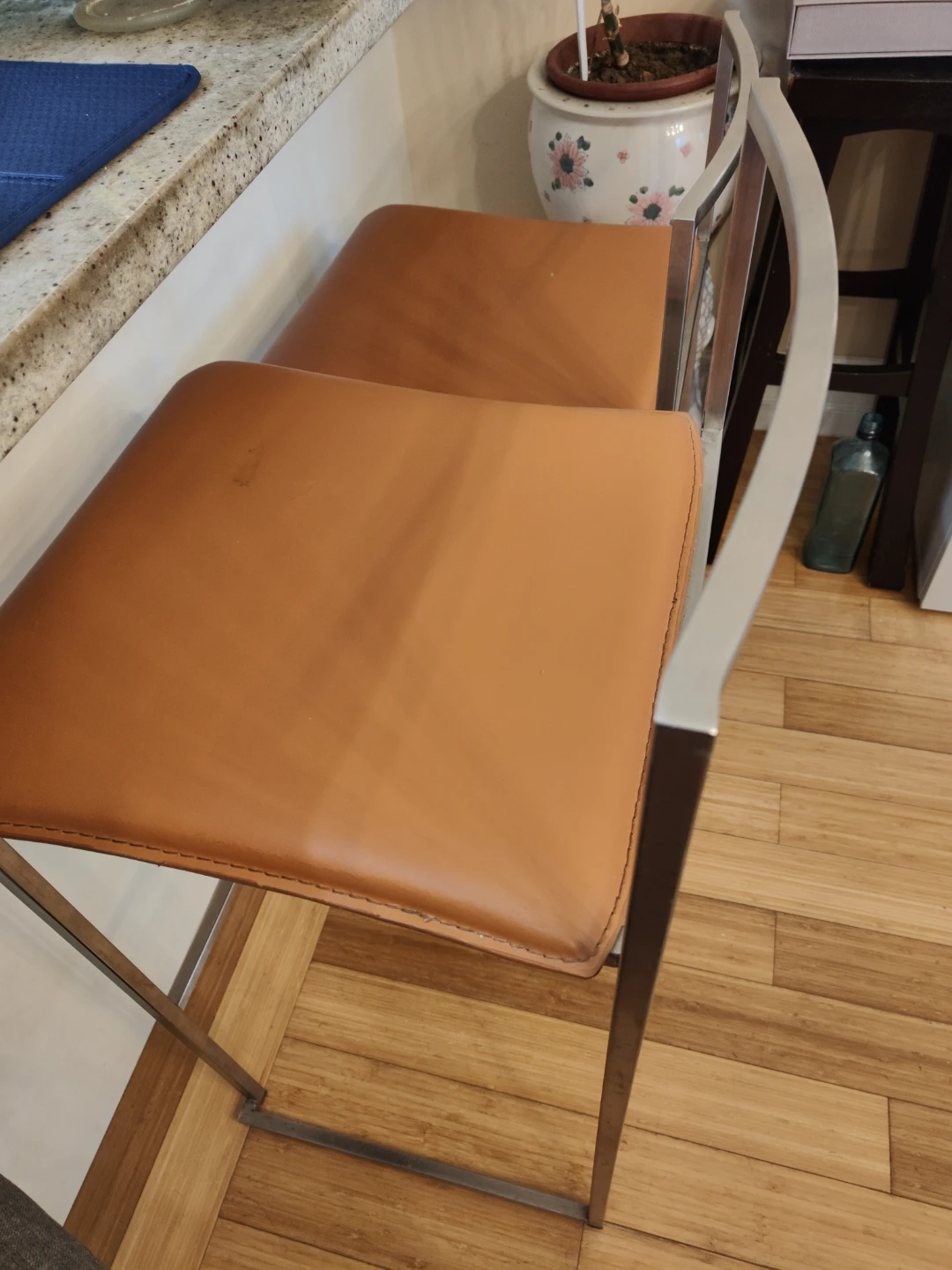 Set of 2 Metal and Faux Leather Bar Stools - photo 2