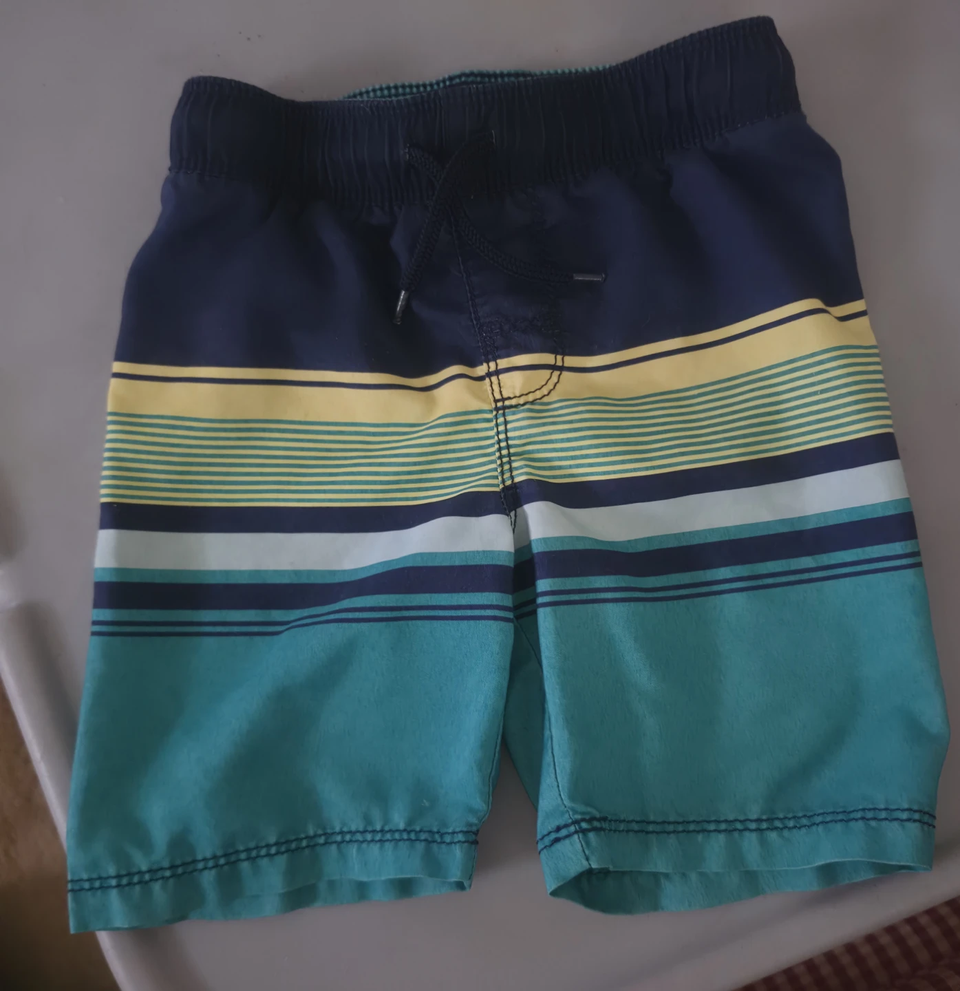 Boys Striped Swim Trunks