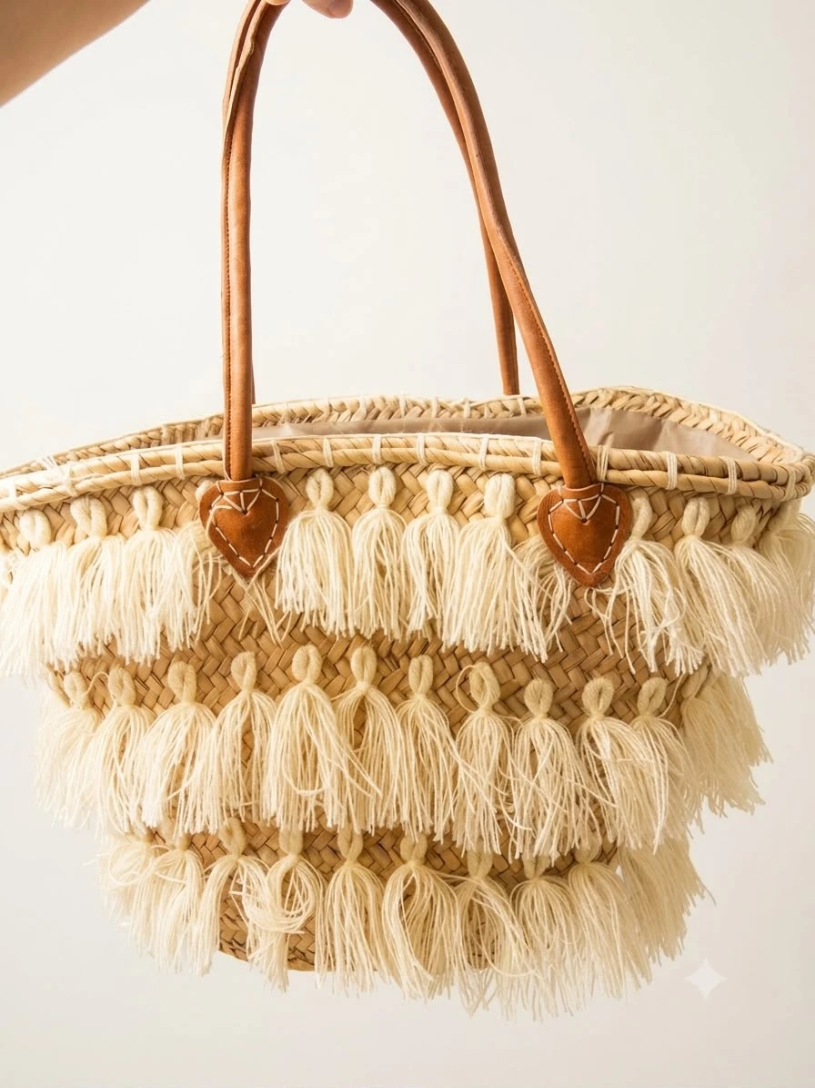 Handwoven Straw Tote Bag - photo 2