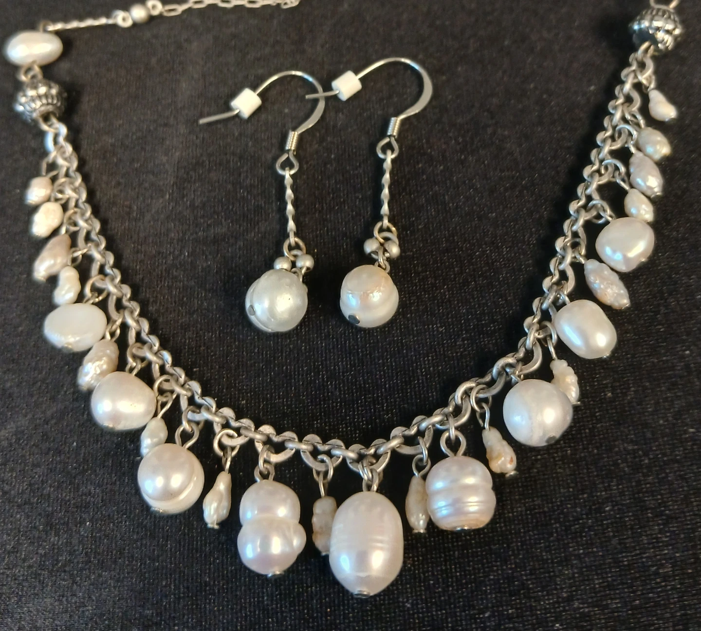 Pearl Necklace and Earring Set