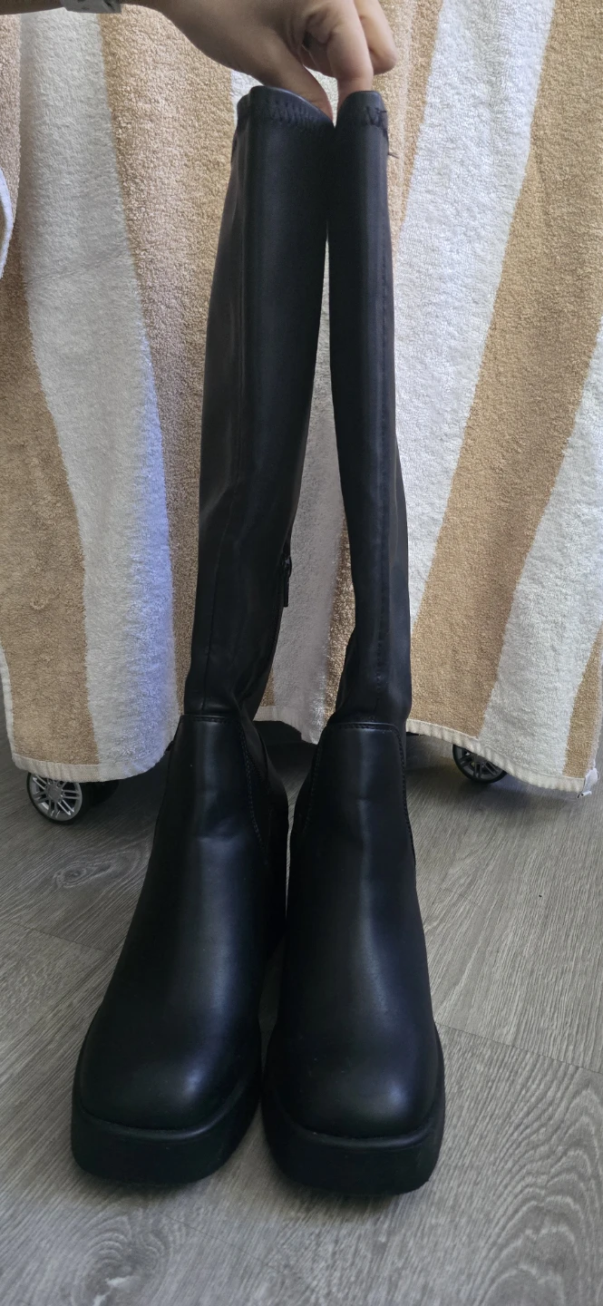 Black Platform Knee-High Boots - photo 2