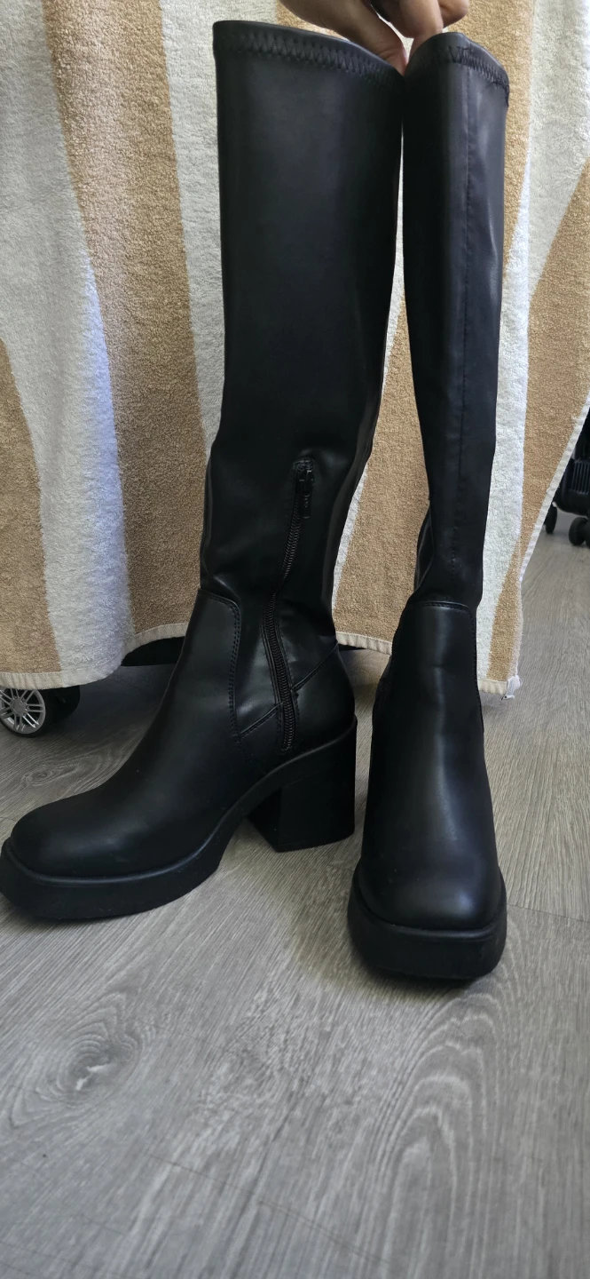 Black Platform Knee-High Boots - photo 3
