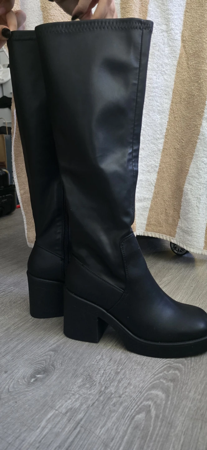 Black Platform Knee-High Boots - photo 4
