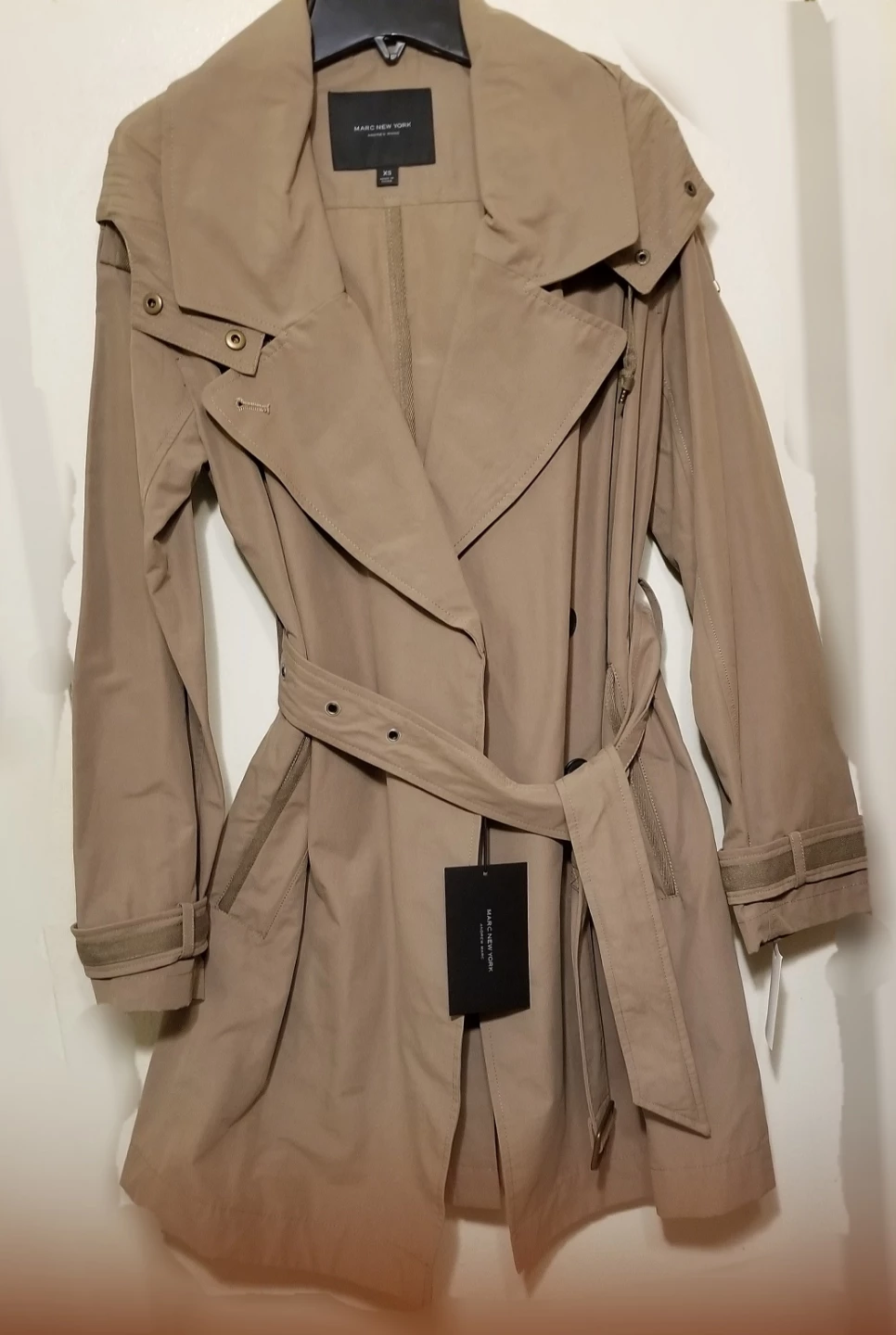 NWT Women's Marc New York Hooded Brwon Trench Coat ⚽ - photo 2