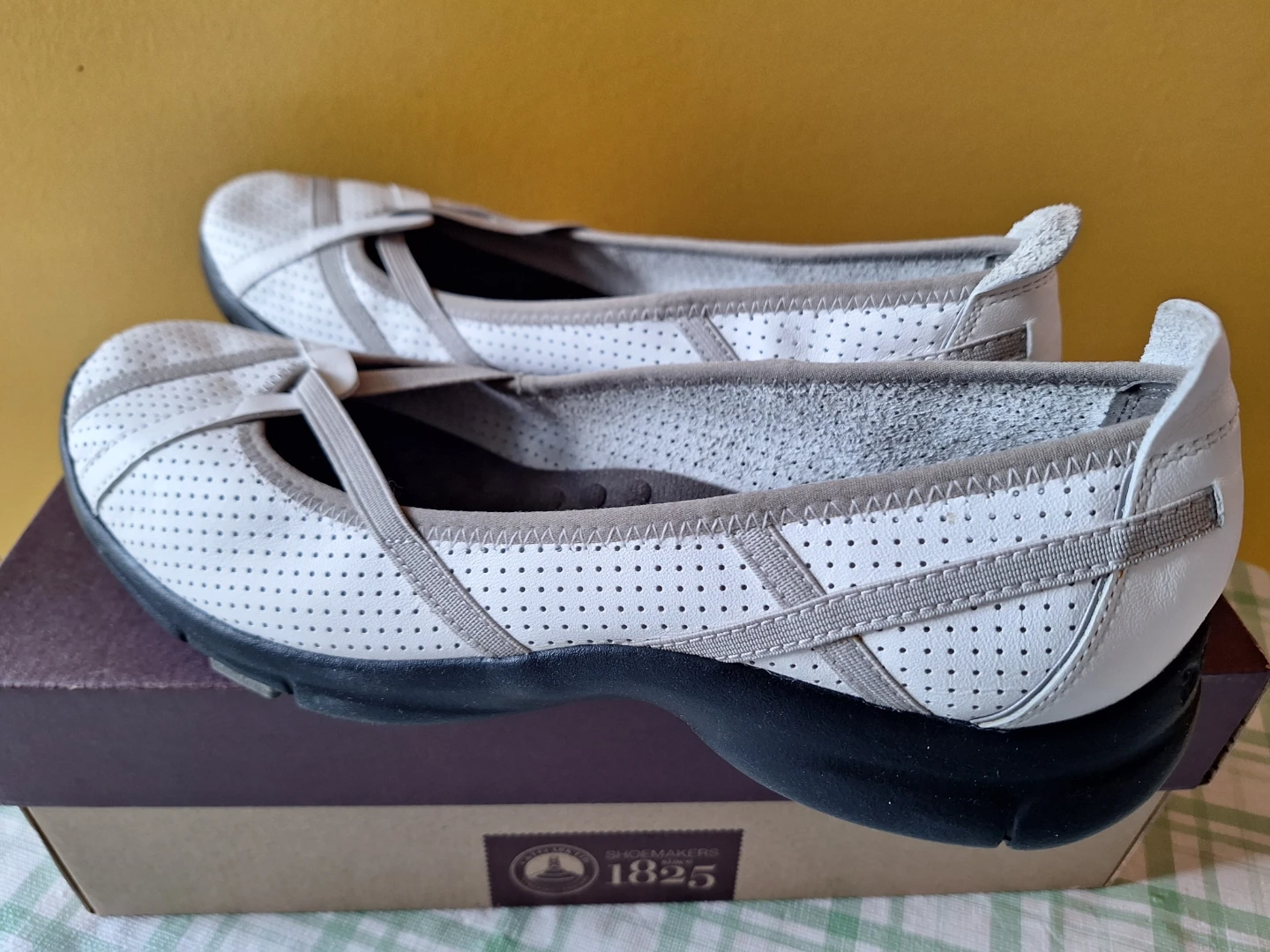 White Perforated Ballet Flats