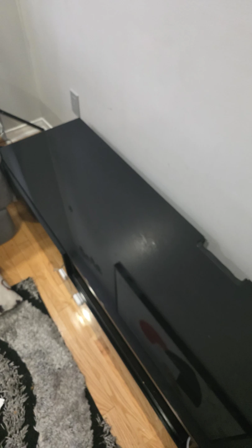 Glossy Black Ikea Tv stand Entertainment Unit with glass top