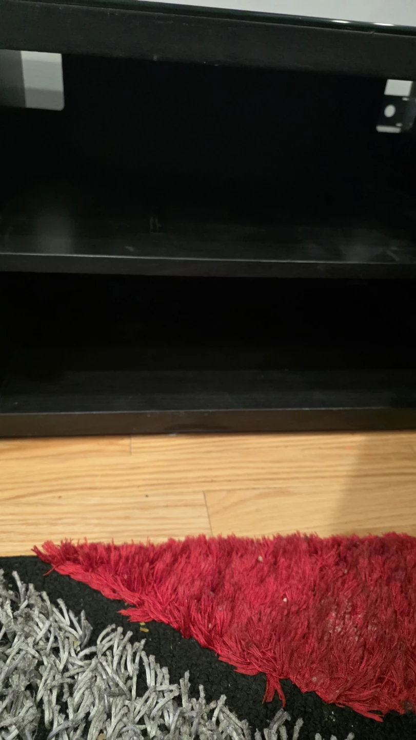 Glossy Black Ikea Tv stand Entertainment Unit with glass top - photo 2