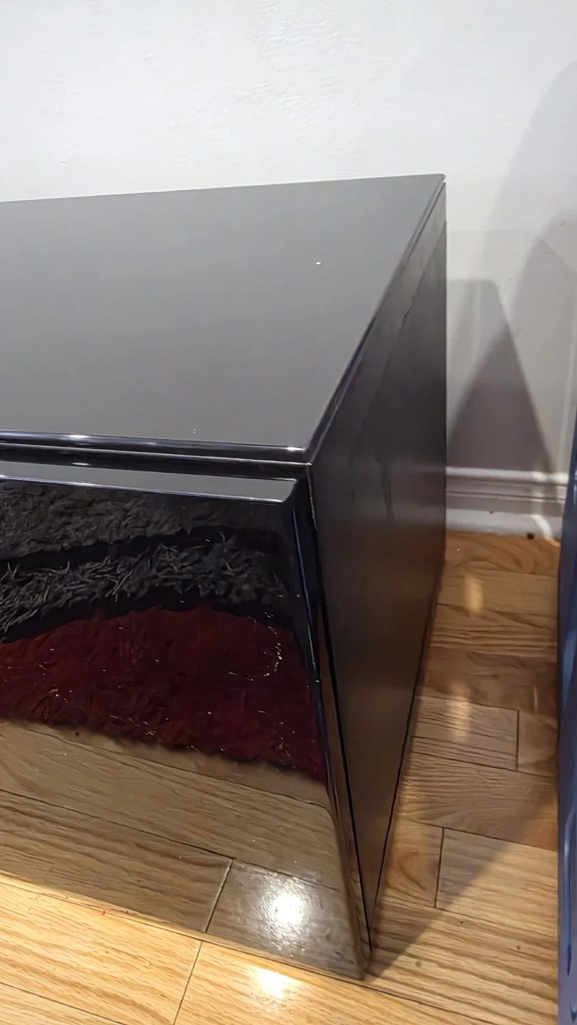 Glossy Black Ikea Tv stand Entertainment Unit with glass top - photo 3