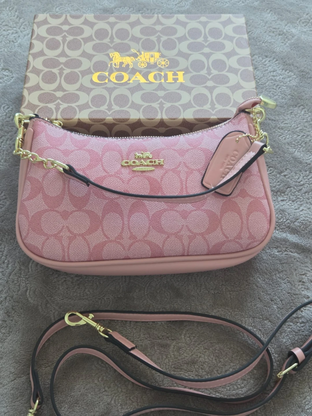Coach Pink Signature Monogram Shoulder Bag - photo 3