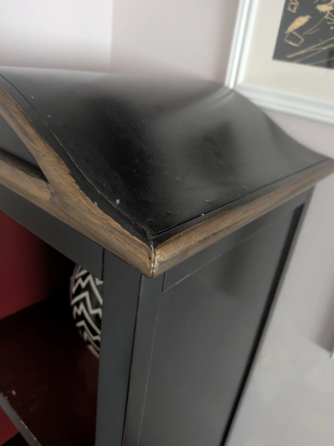 Tall Black Bookcase with Red Interior - photo 2