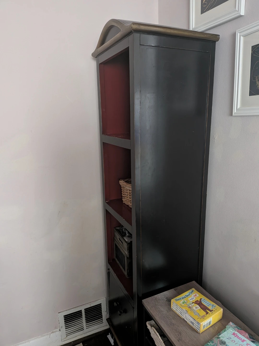 Tall Black Bookcase with Red Interior - photo 3