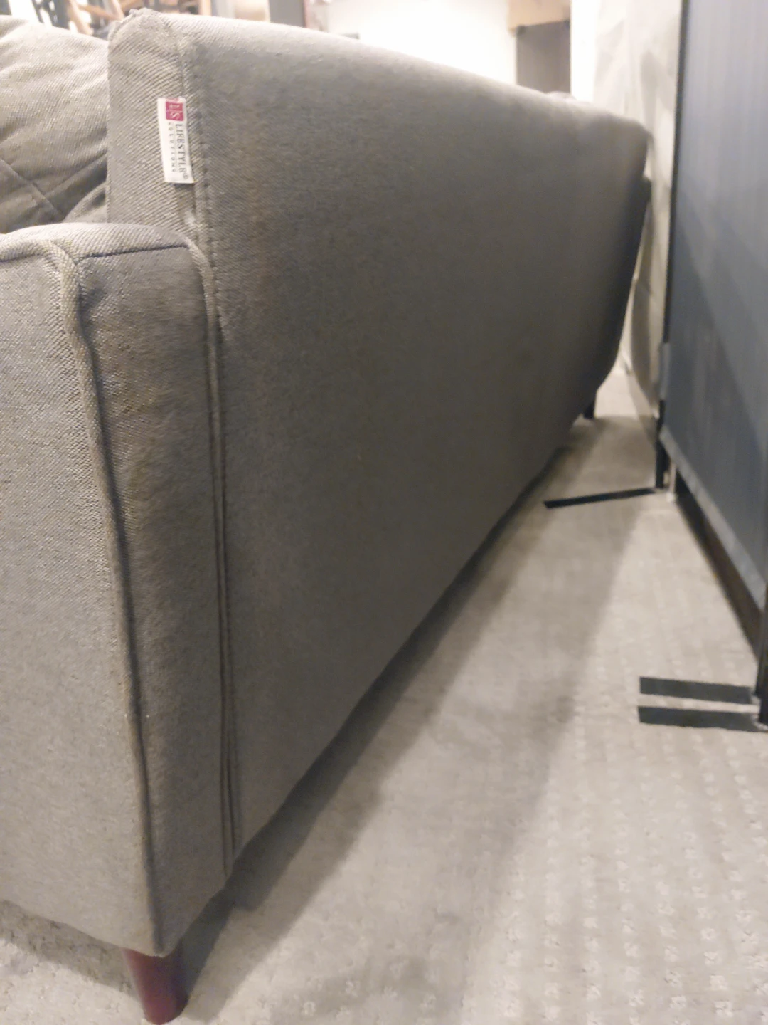 Grey Tufted Sofa with Accent Pillows - photo 5