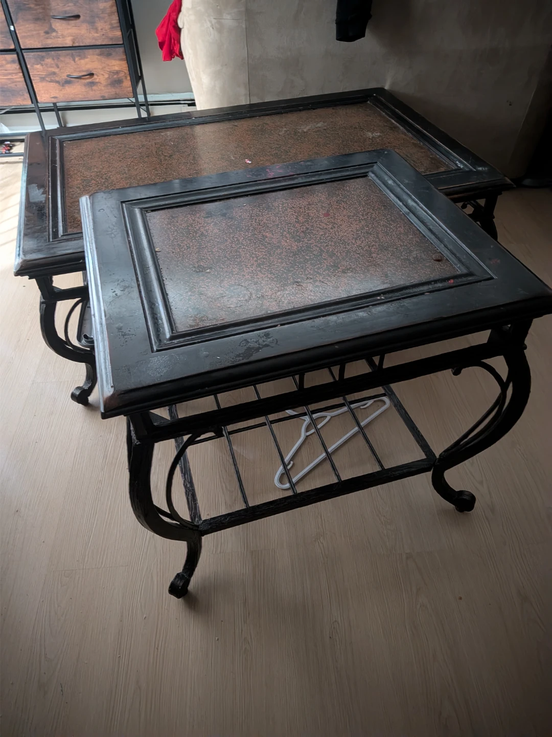 Black Metal Frame Coffee Table/End table with Granite Top