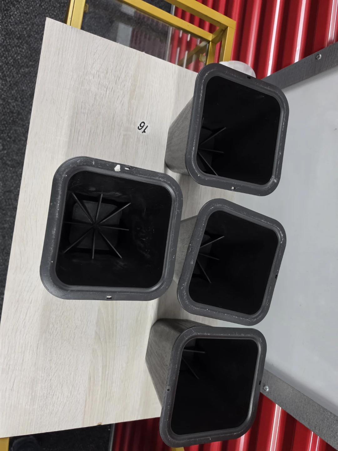 Set of 4 Black Square Plant Pots