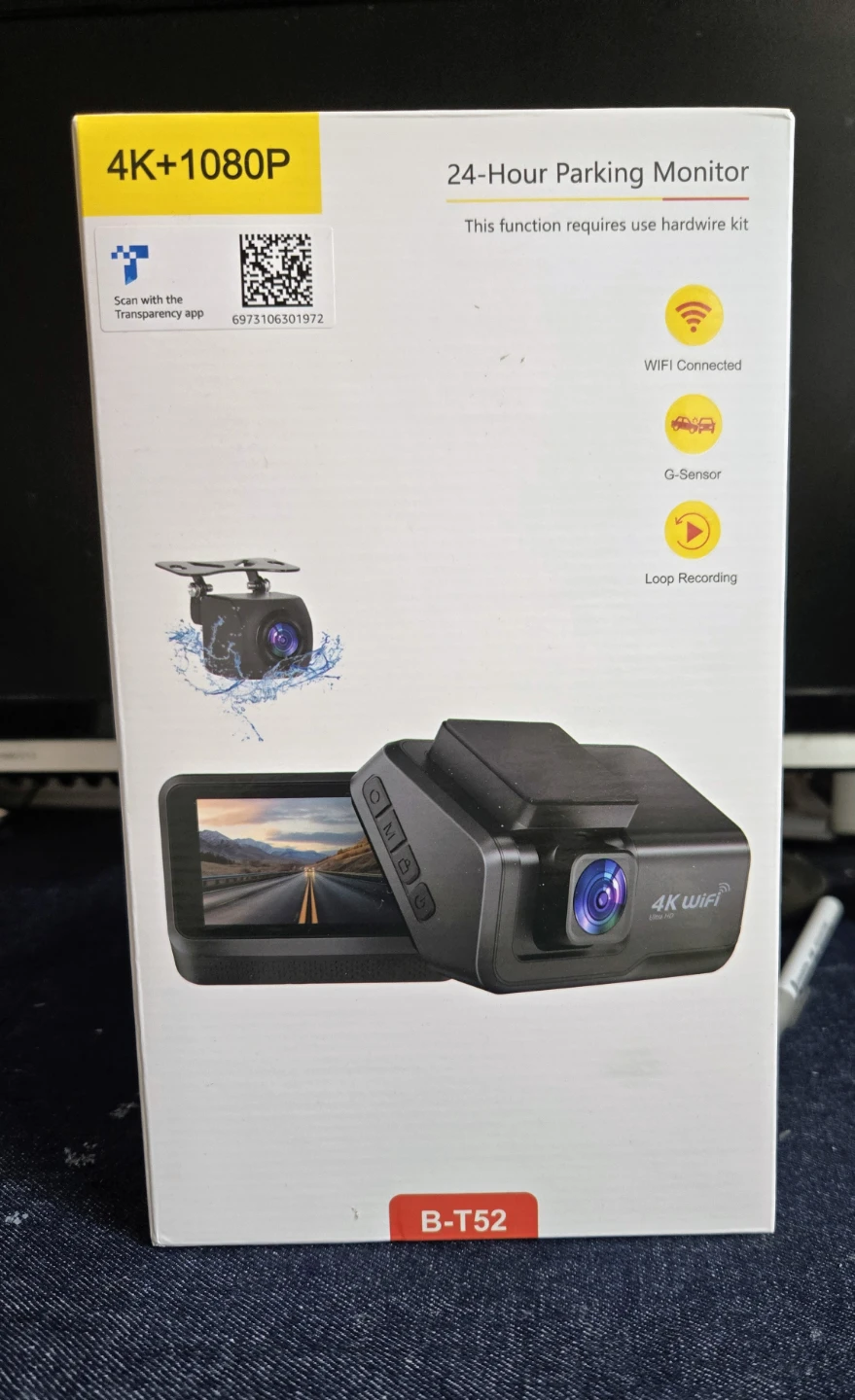 4K+1080P 24-Hour Parking Monitor Dash Cam