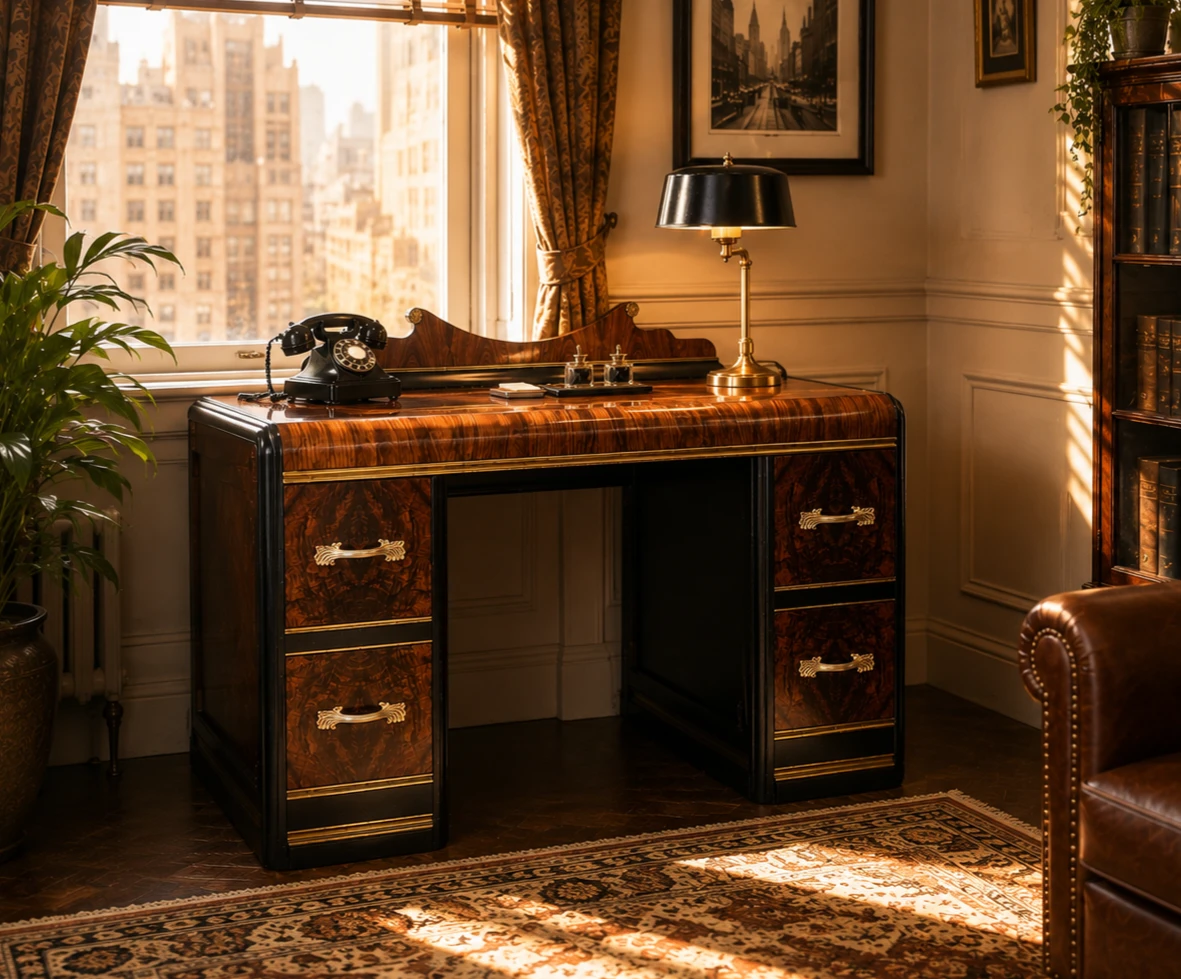 Refurbished Vintage Waterfall Desk