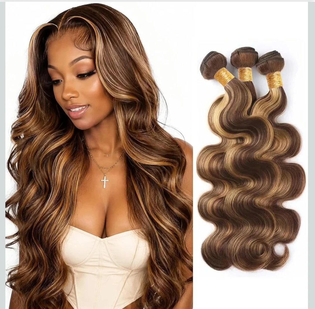 Human Hair Bundles Body Wave Highlighted Color