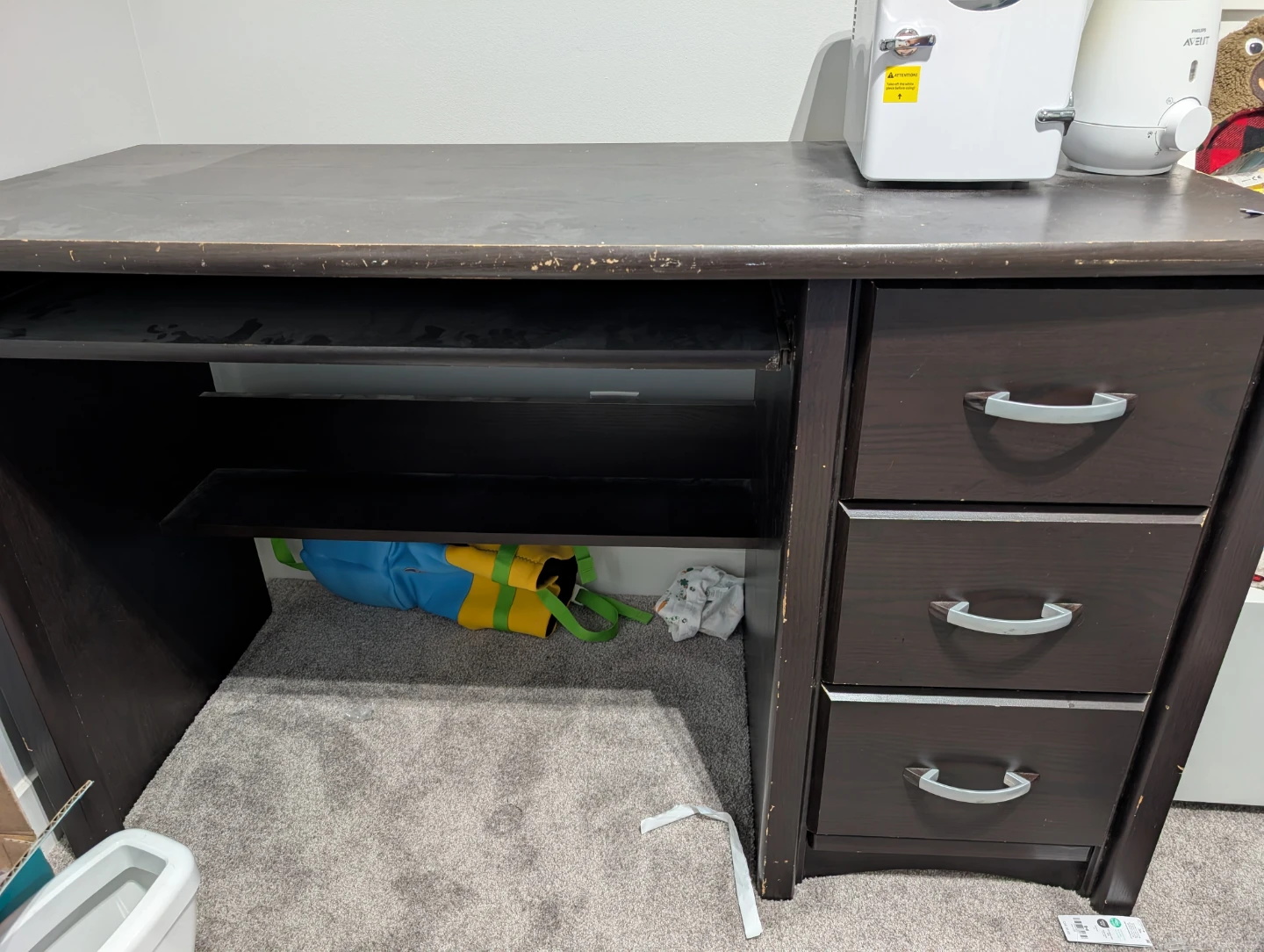 Dark Wood Desk with Drawers