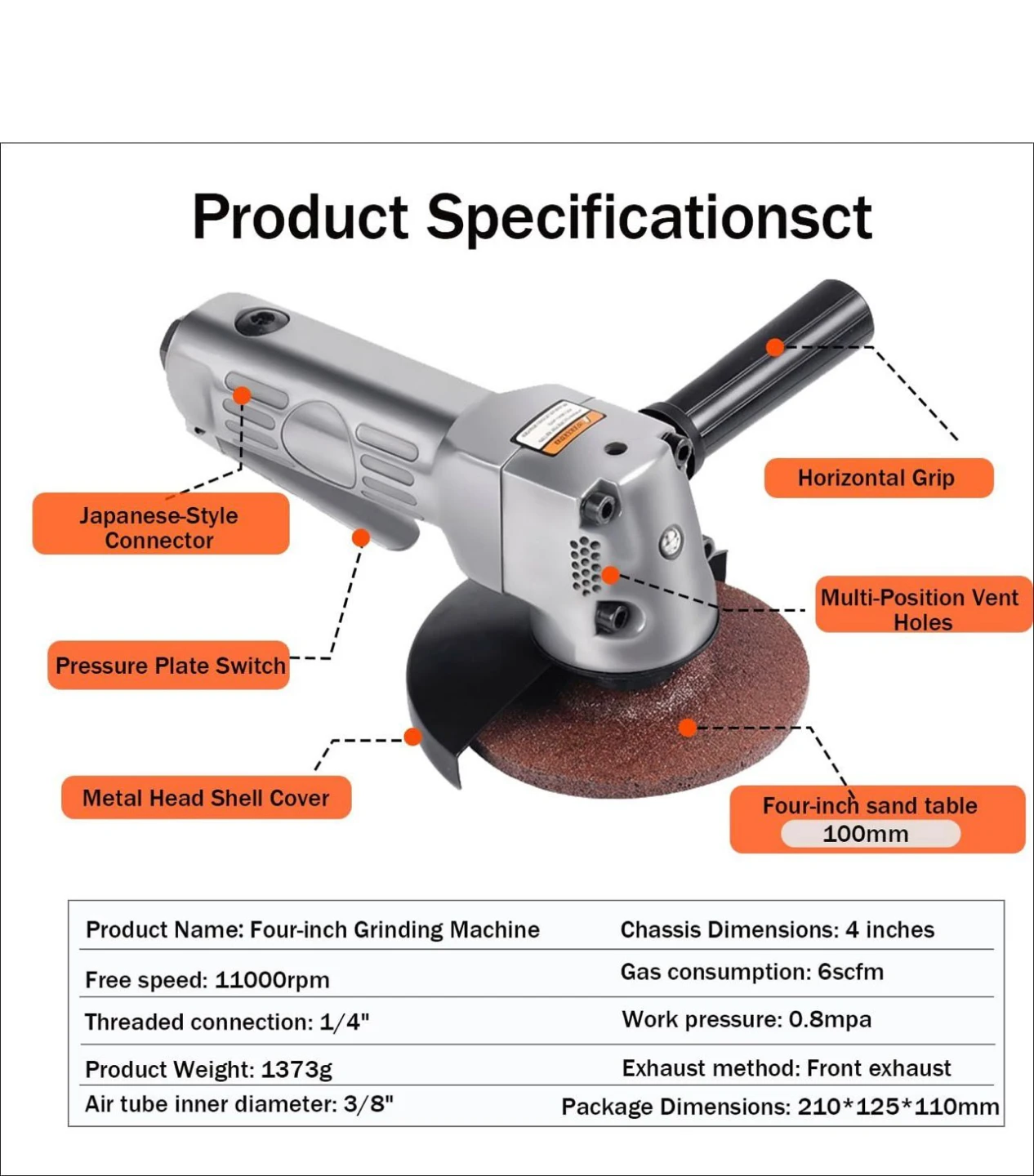 4-inch Air Angle Grinder 11000 RPM - photo 5