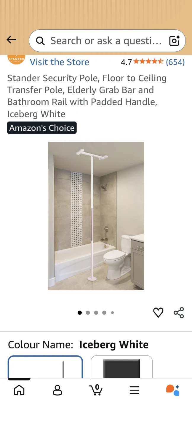 Stander Security Pole - Floor to Ceiling Grab Bar