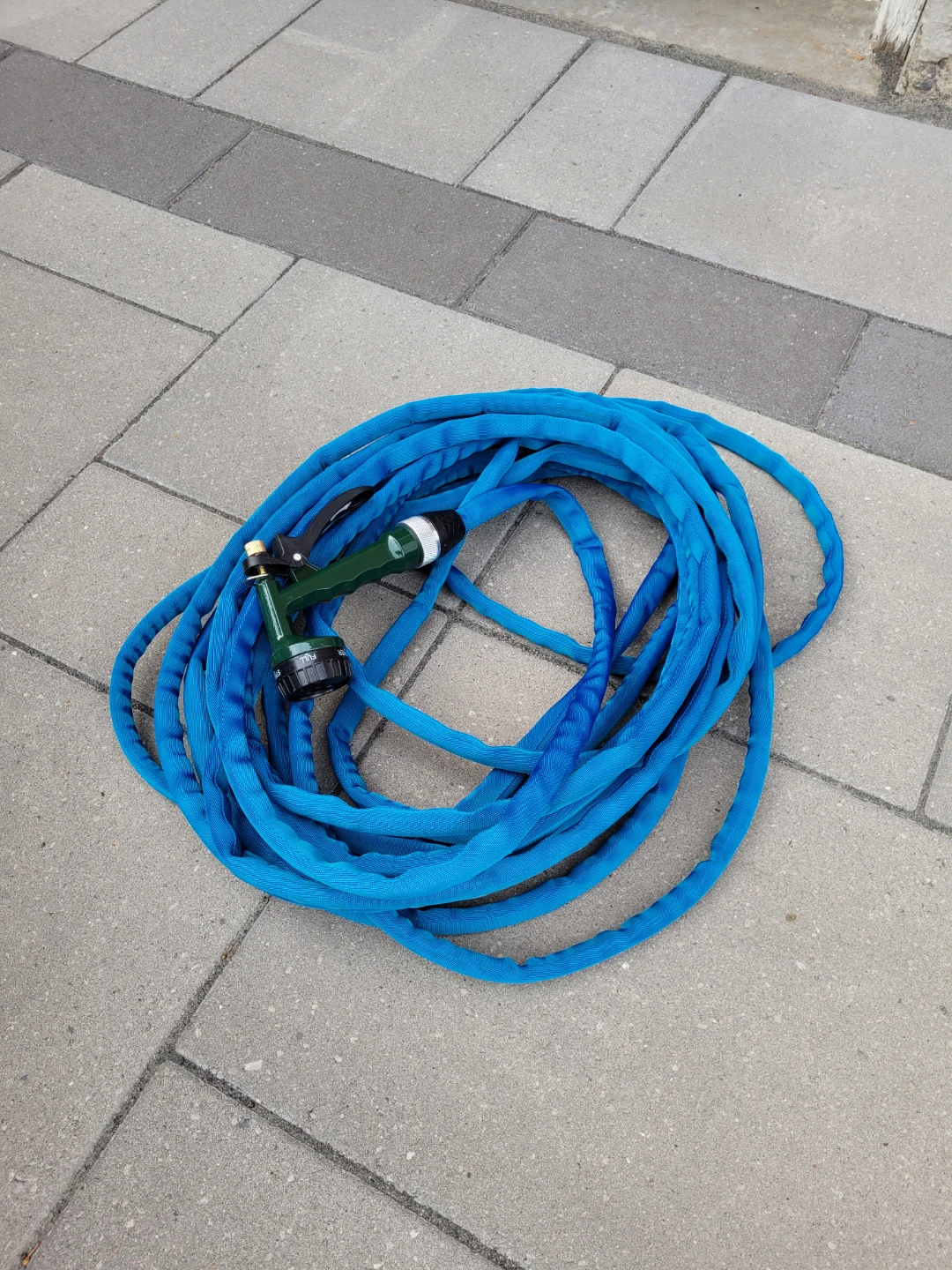 Blue Fabric Garden Hose with Sprayer