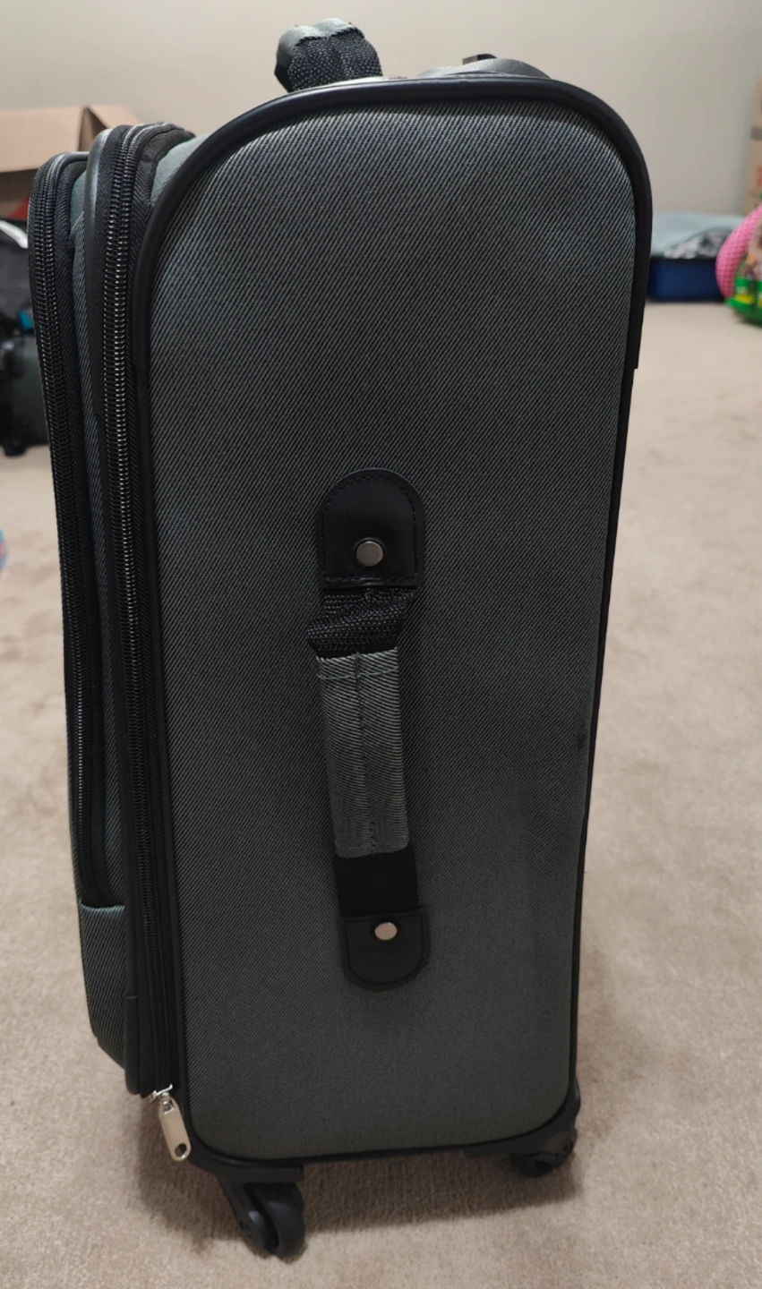 New! Grey Spinner Suitcase with Zipper Pockets - photo 2