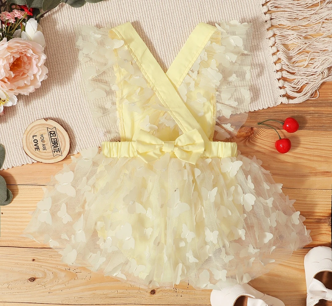 Baby Girl Yellow Butterfly Romper Dress