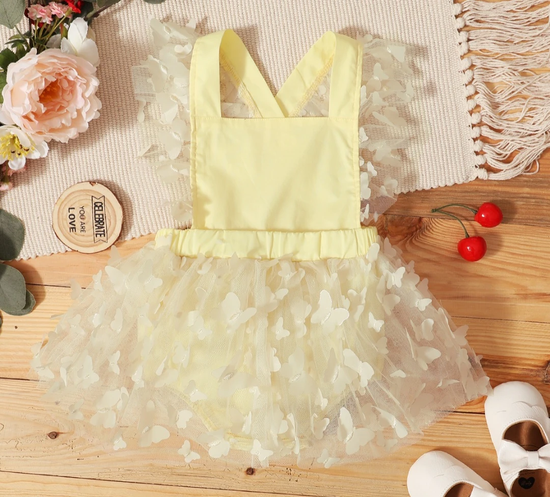 Baby Girl Yellow Butterfly Romper Dress - photo 4