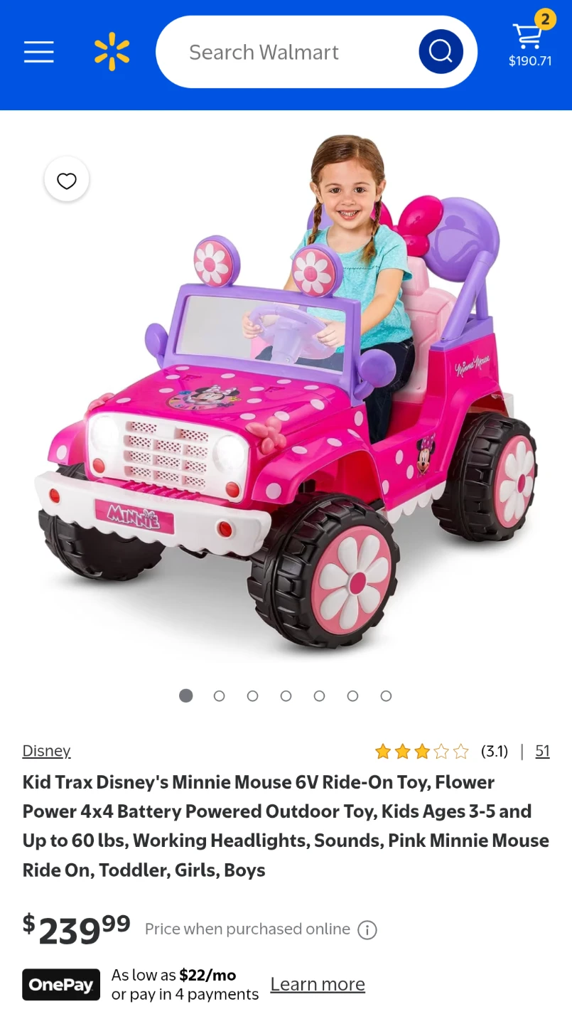 Minnie Mouse's Flower Power 4 x 4 Electric Ride On Car - photo 2