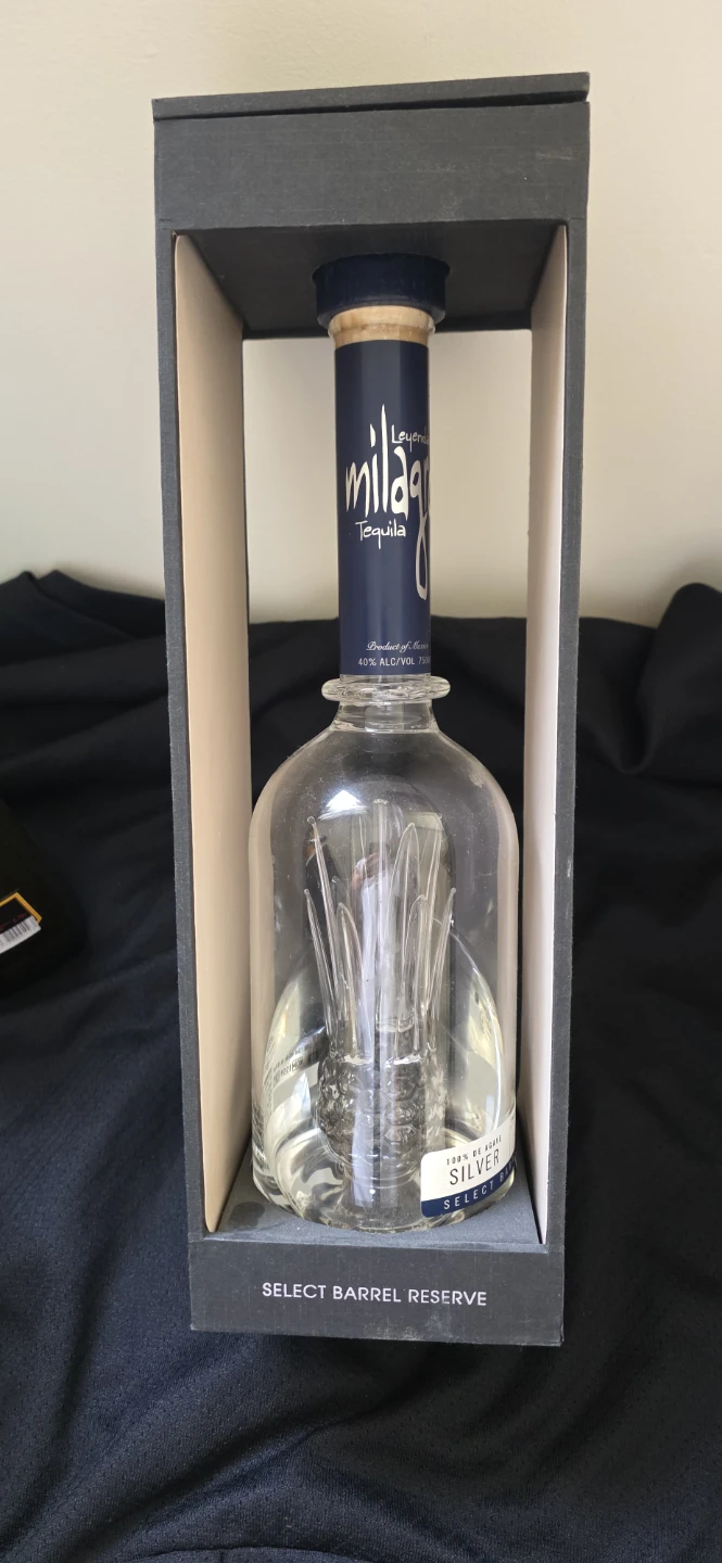 Milagro Select Barrel Reserve Silver Tequila Emty Bottle.