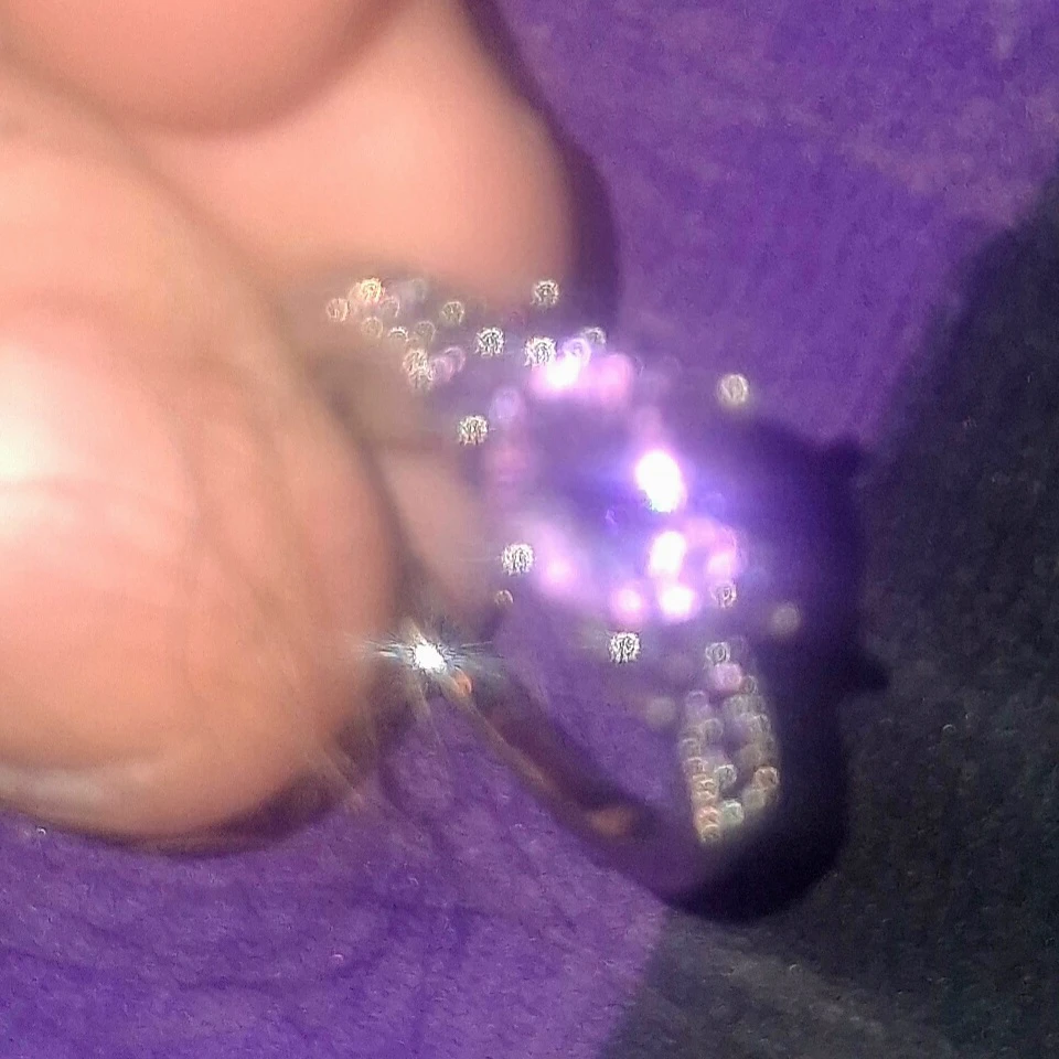 Silver Tone Ring with Purple Stone+