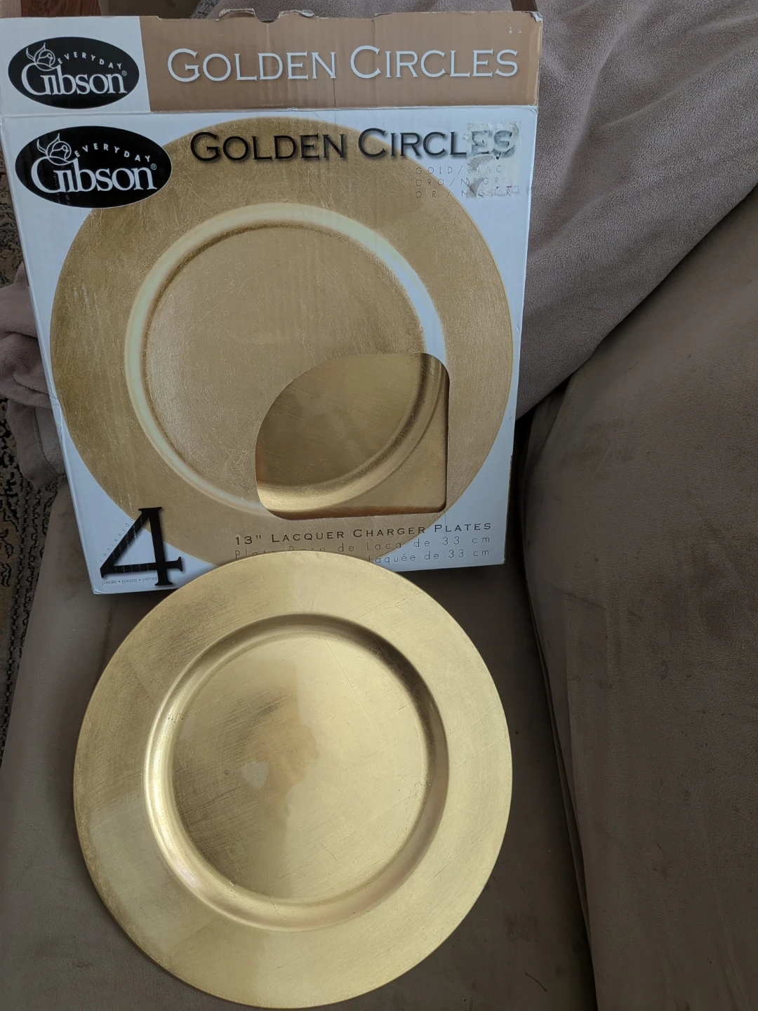 Shiny Gibson Golden Circles charger plates