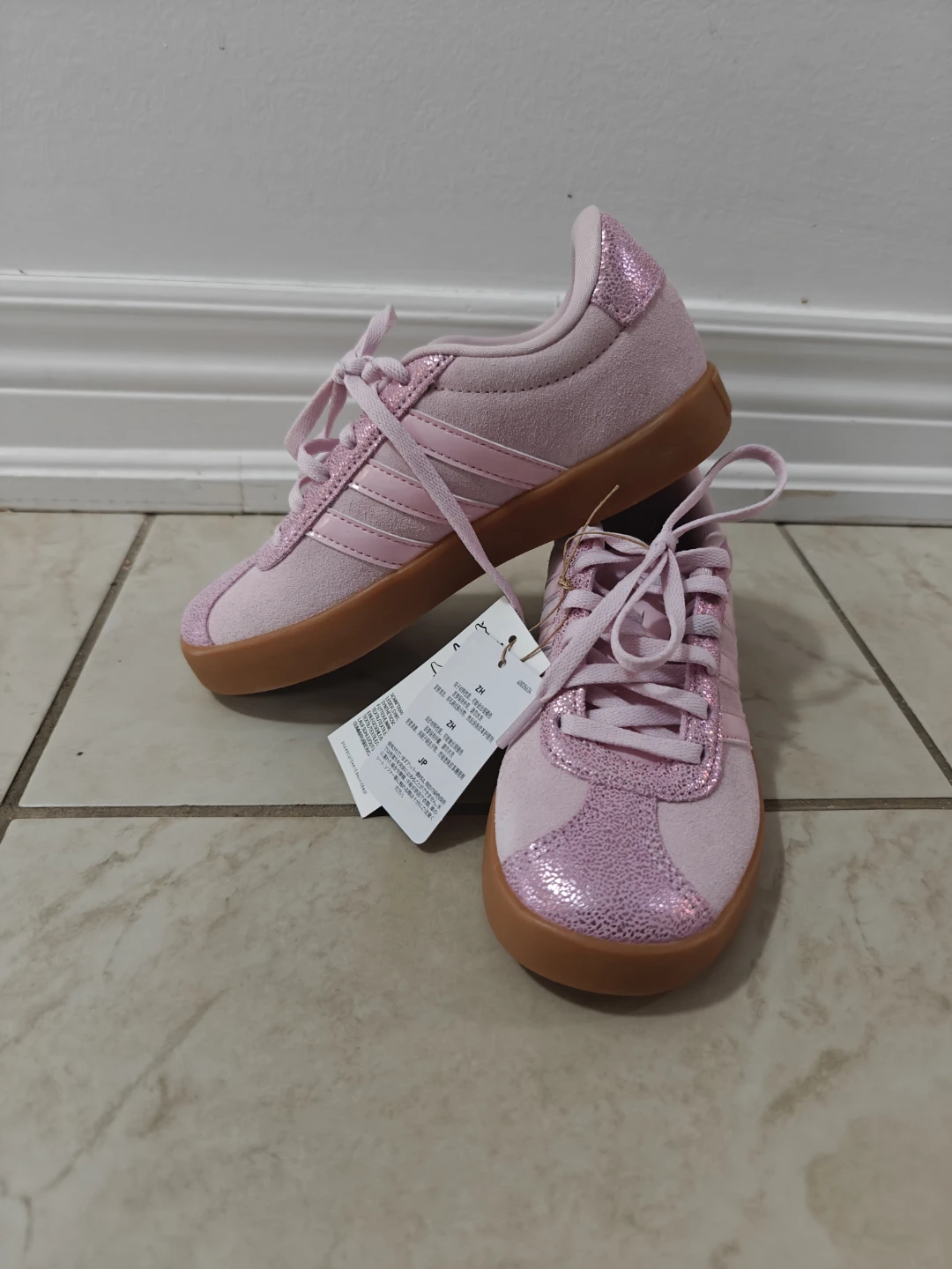 Adidas VL Court 3.0 Pink Glitter Toddler Shoes