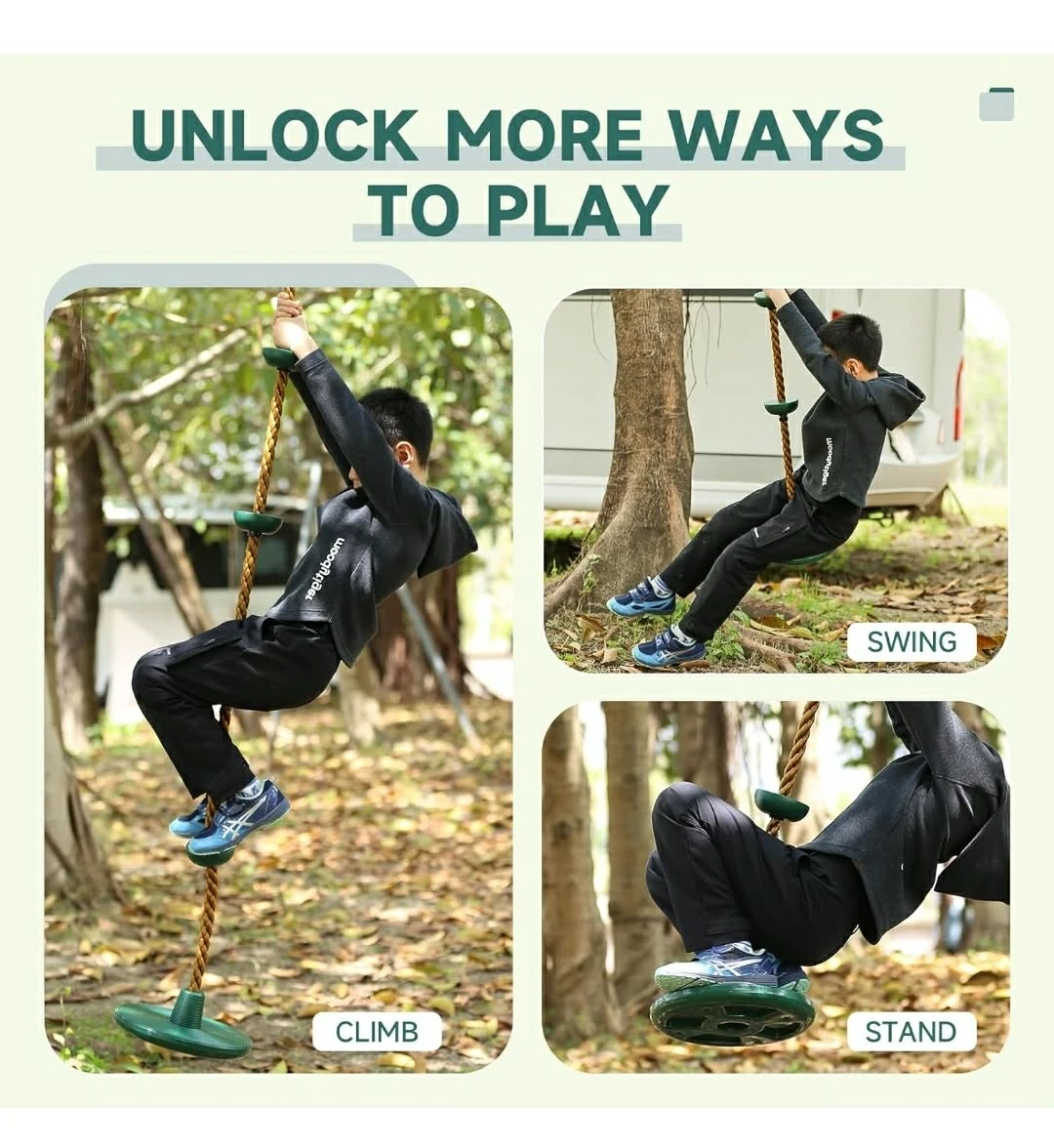 Green Disc Swing Seat with Rope