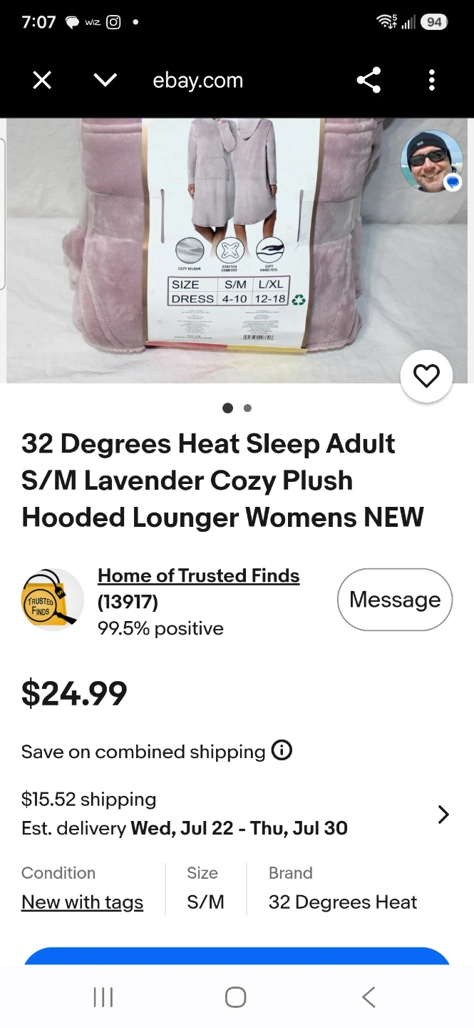 32 Degrees Heat Sleep Lounger Women's Lavender L/G - photo 3