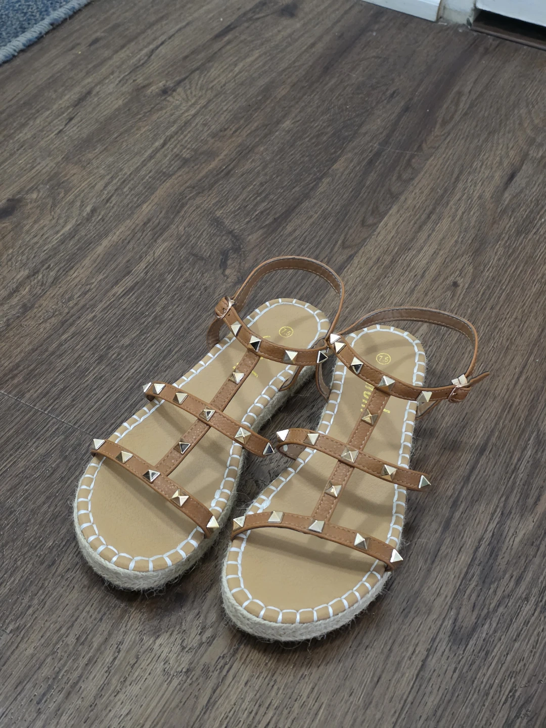 Studded Strap Sandals - Tan