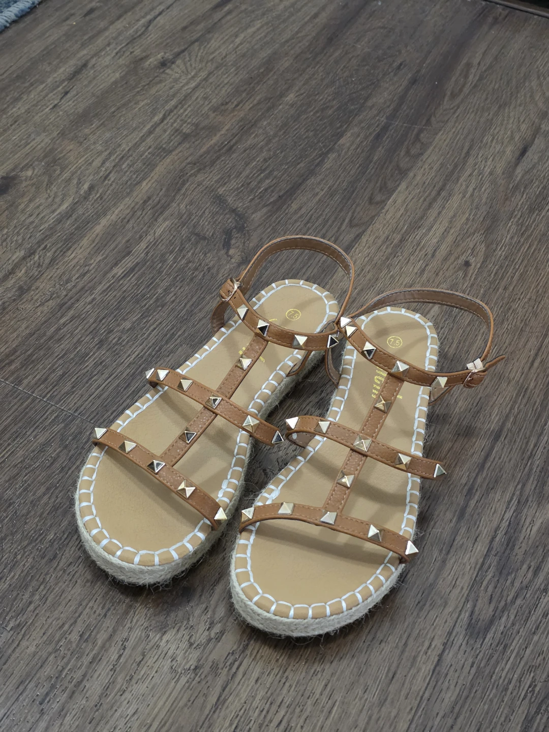 Studded Strap Sandals - Tan - photo 2