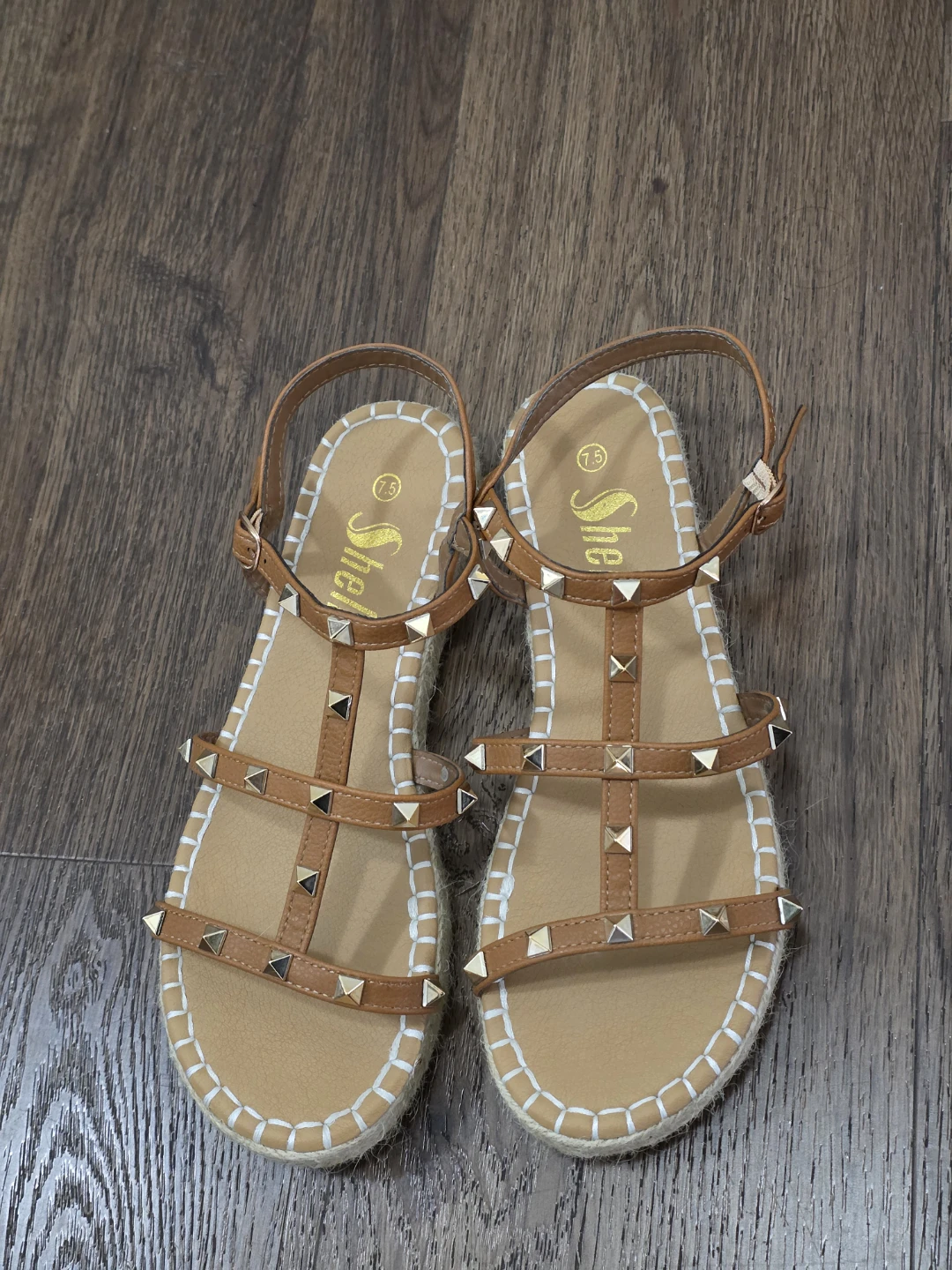 Studded Strap Sandals - Tan - photo 3