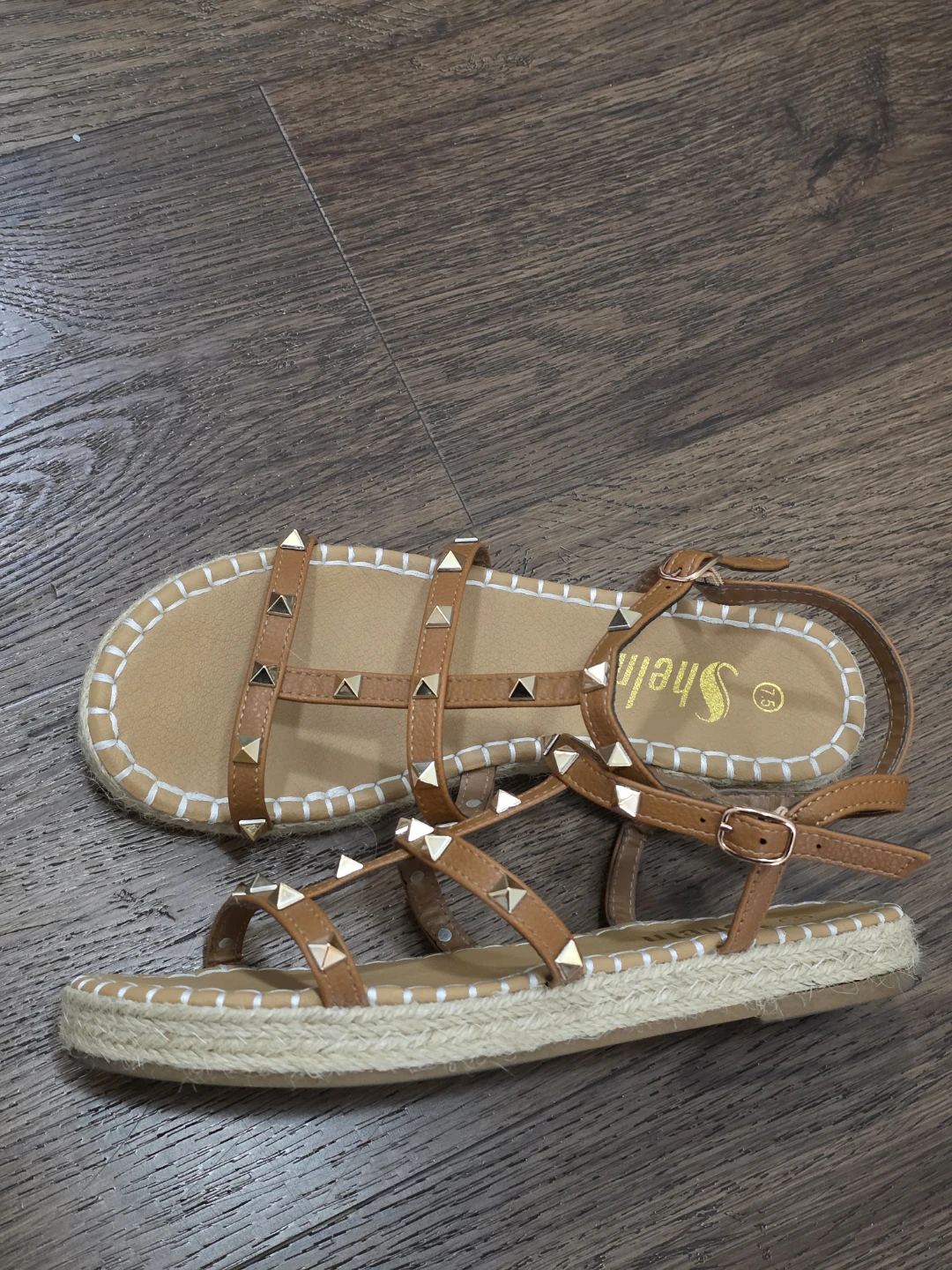 Studded Strap Sandals - Tan - photo 4