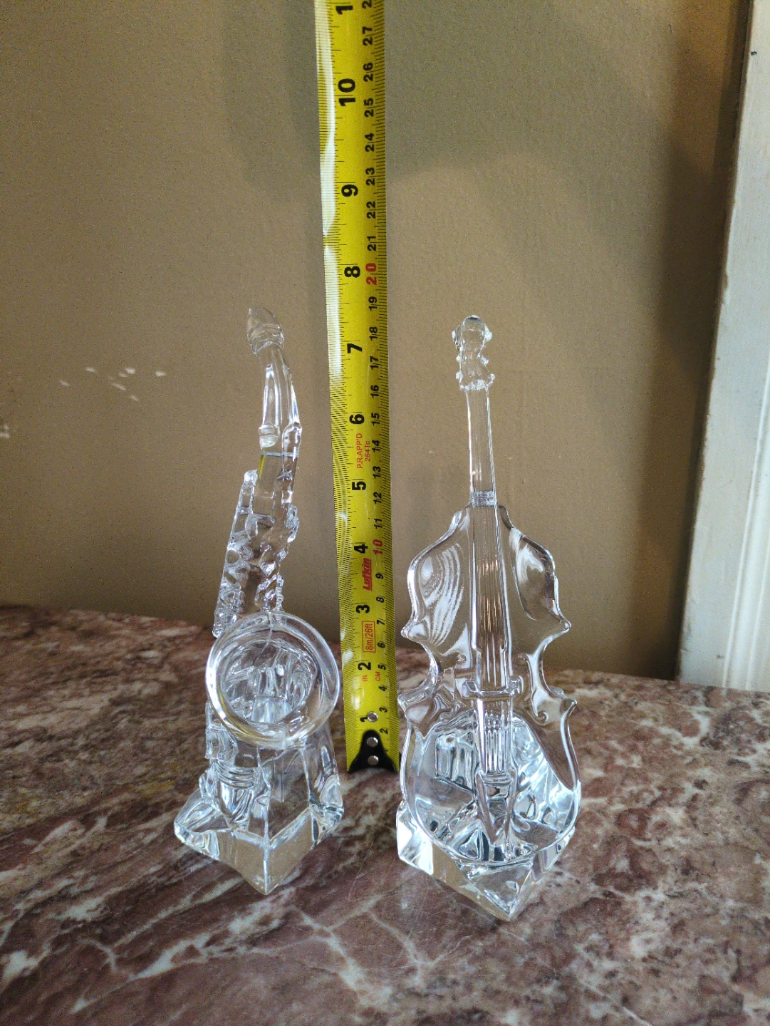 Crystal Saxophone and Violin Figurines