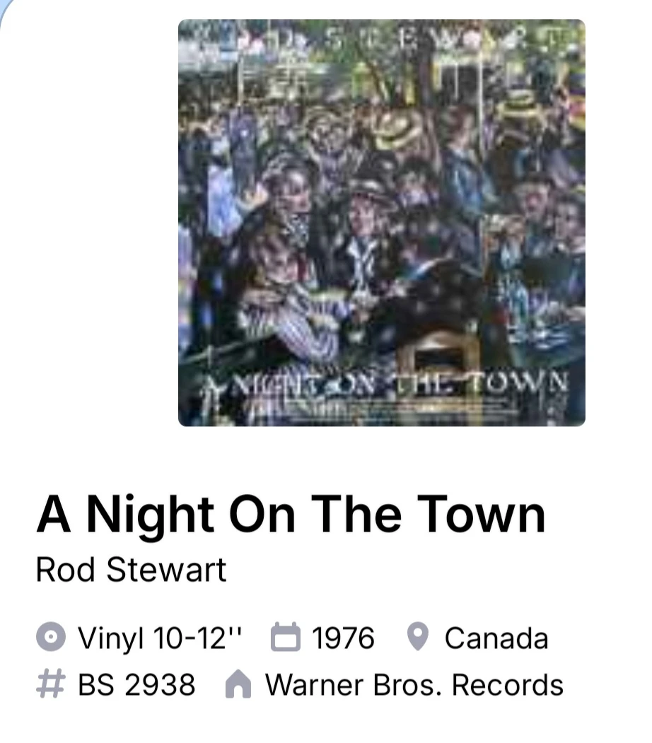 Rod Stewart A Night On The Town Vinyl Record