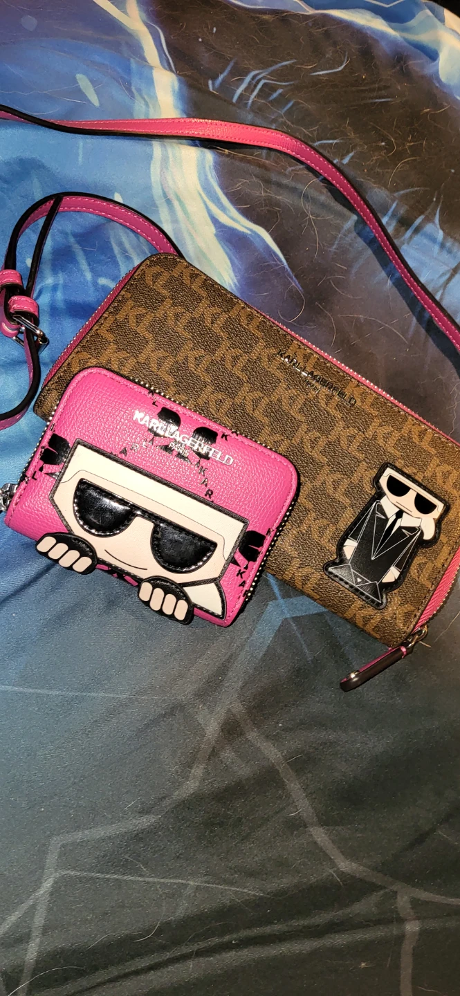 Karl Lagerfeld Pink Wallet and Brown Monogram Zip Around Purse - photo 2