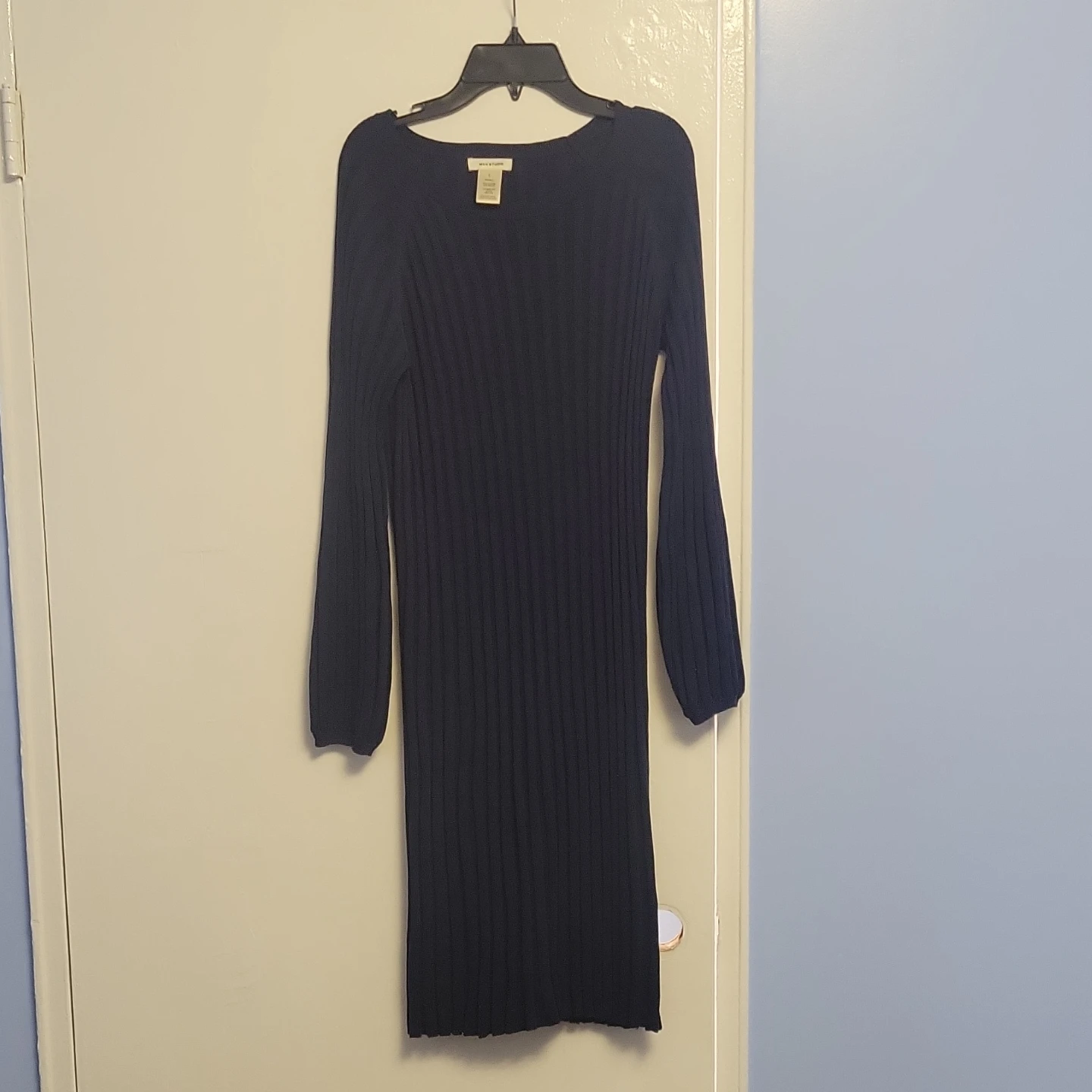 Max Studio Navy Ribbed Knit Midi Dress - photo 2