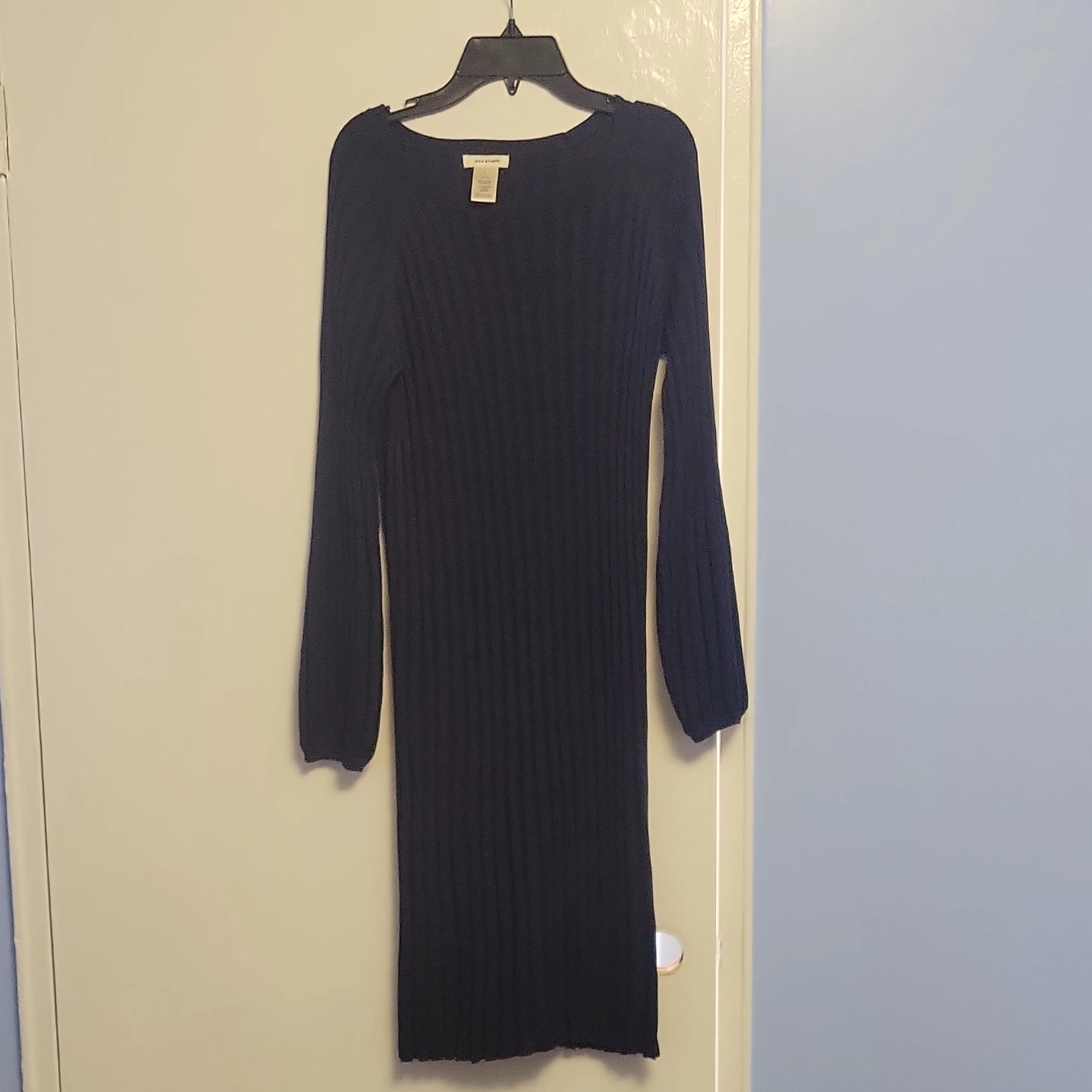 Max Studio Navy Ribbed Knit Midi Dress - photo 3