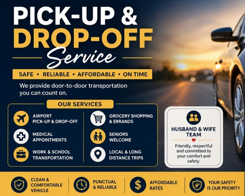 Need a ride? pick up and drop off services