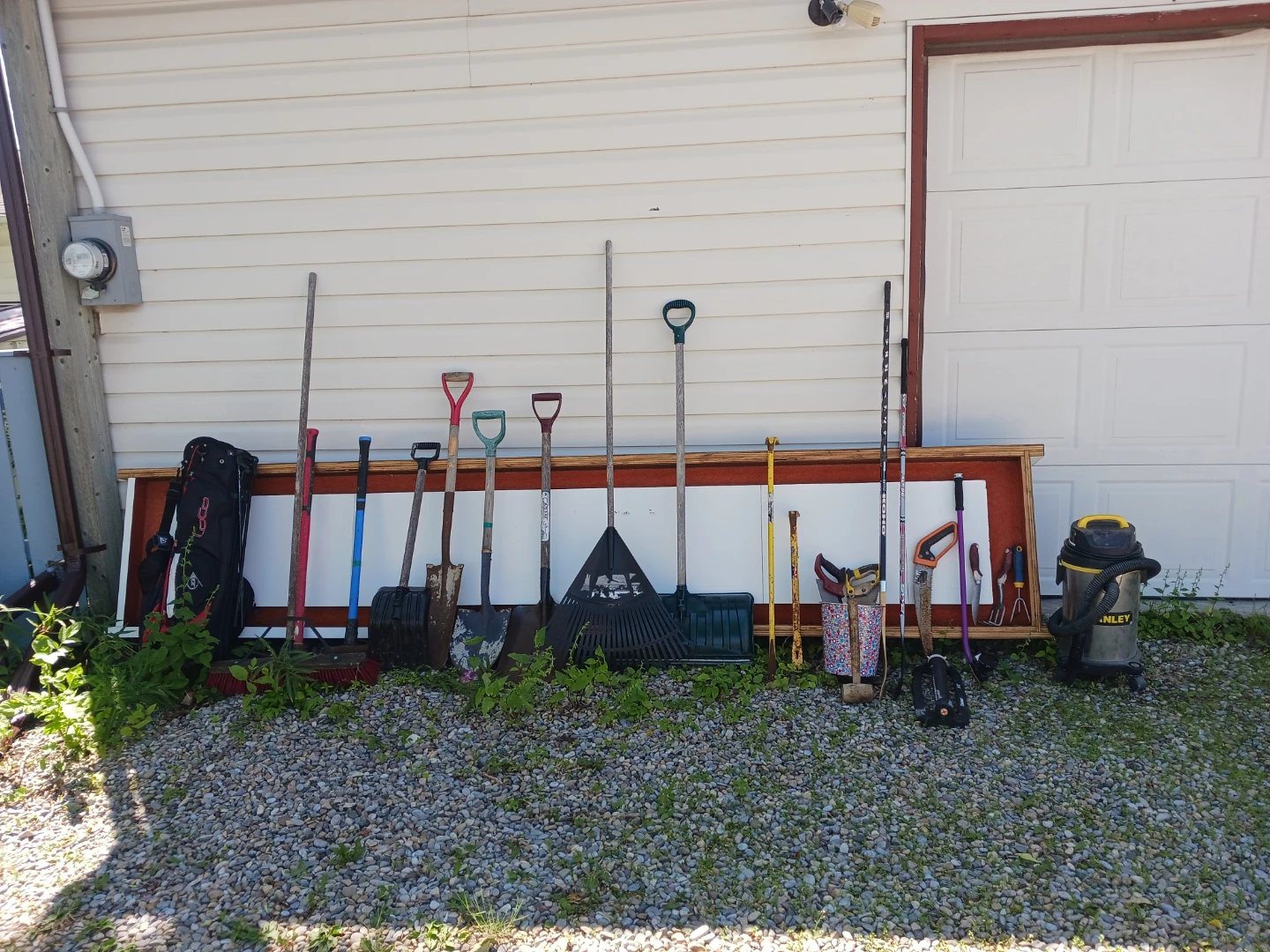 Various Garden Tools and Shop Vac