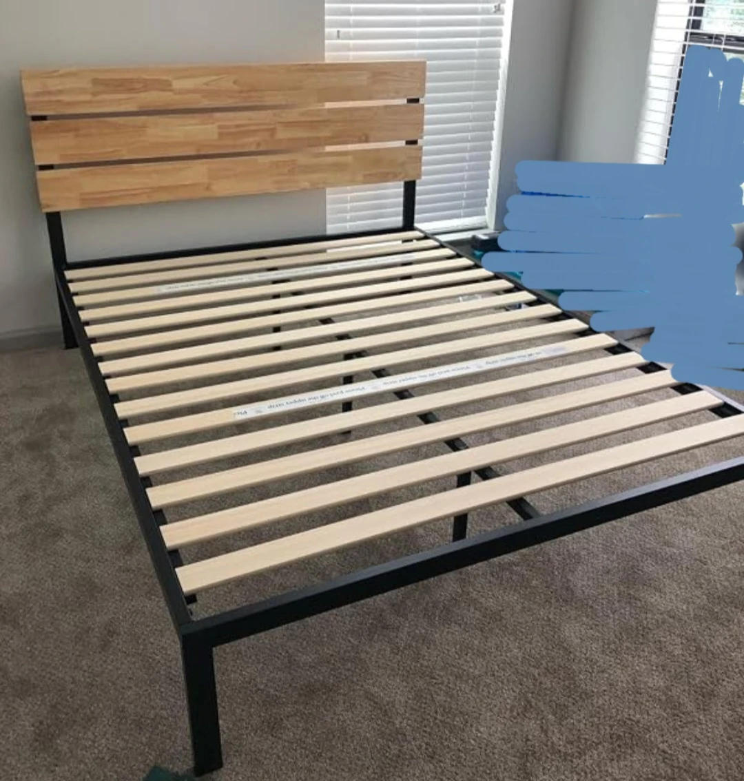 Wooden Headboard Metal Bed Frame - photo 3